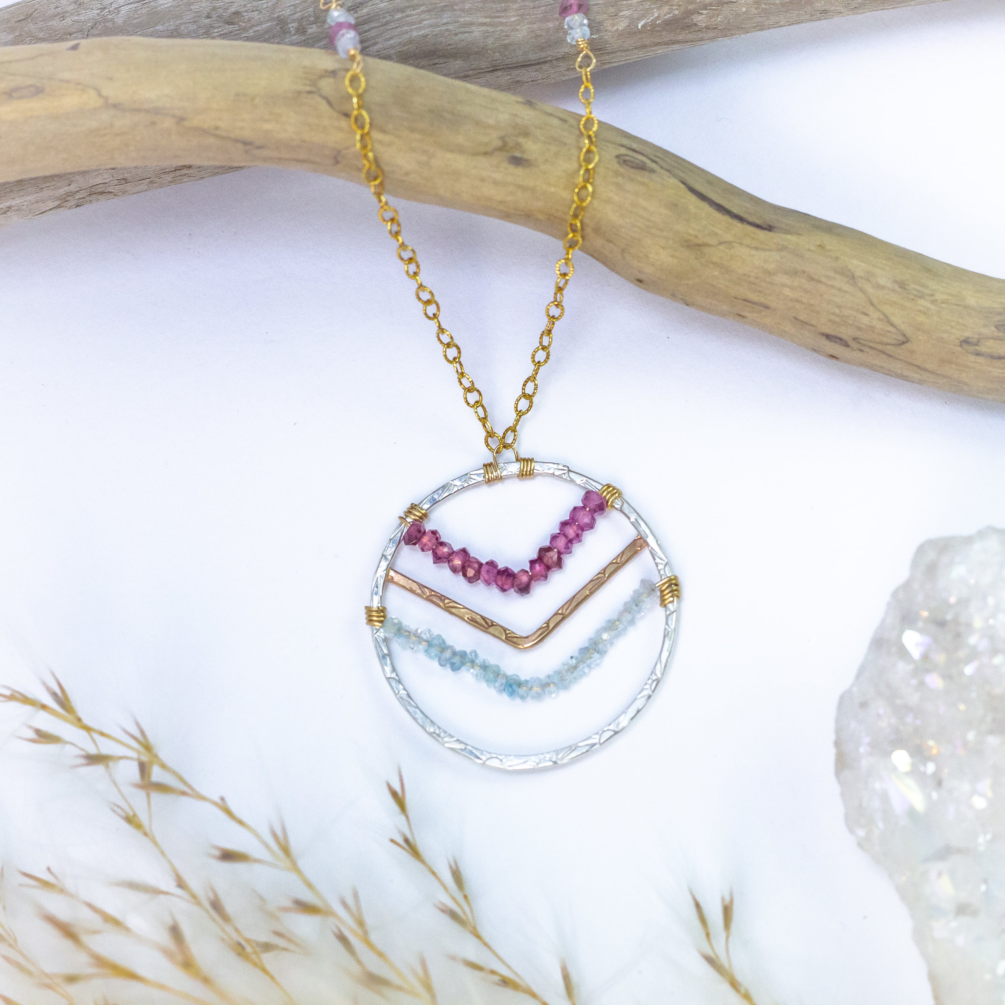 handmade sterling silver gold filled mixed metal gemstone necklace laura j designs