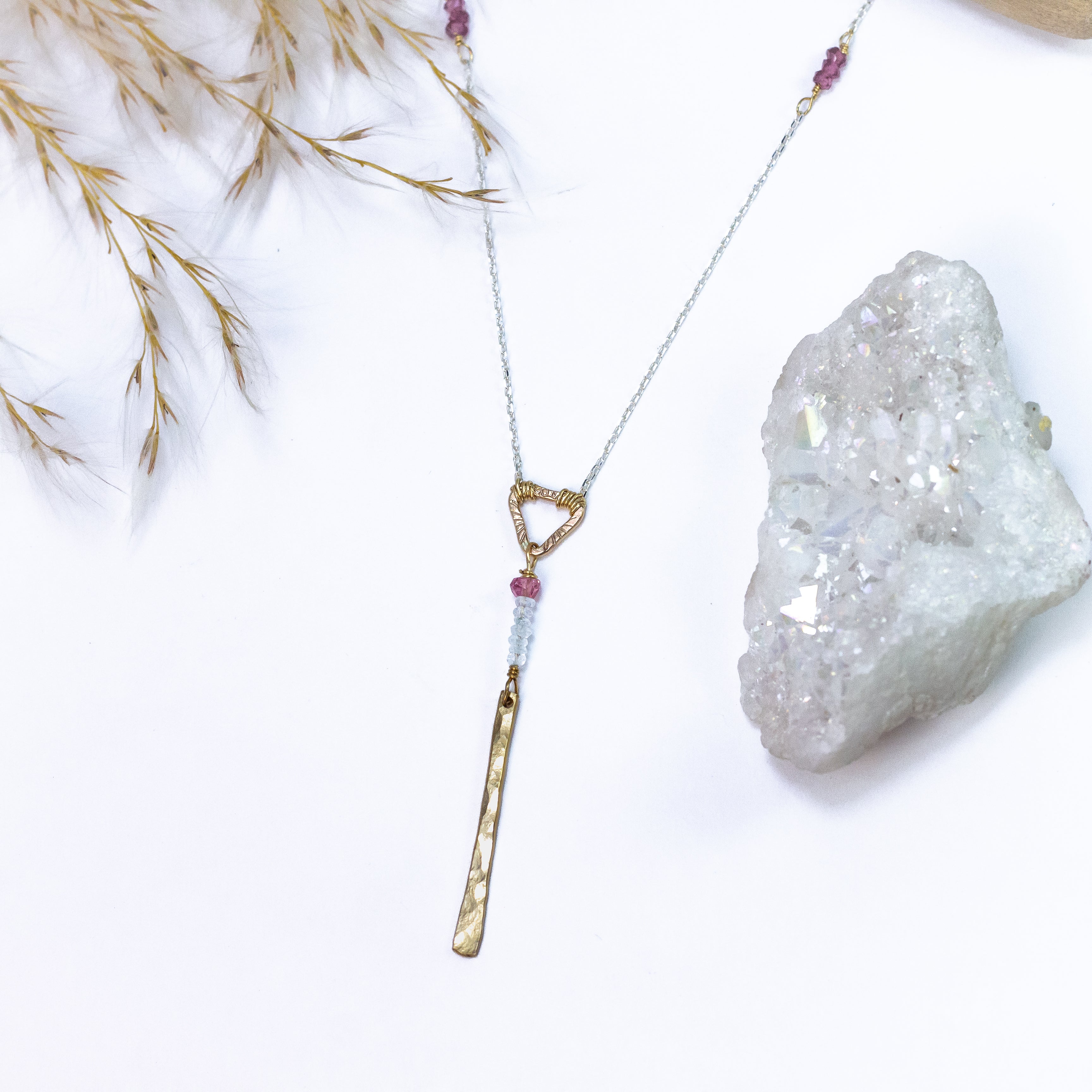 handmade gold filled sterling silver mixed metal gemstone y necklace laura j designs