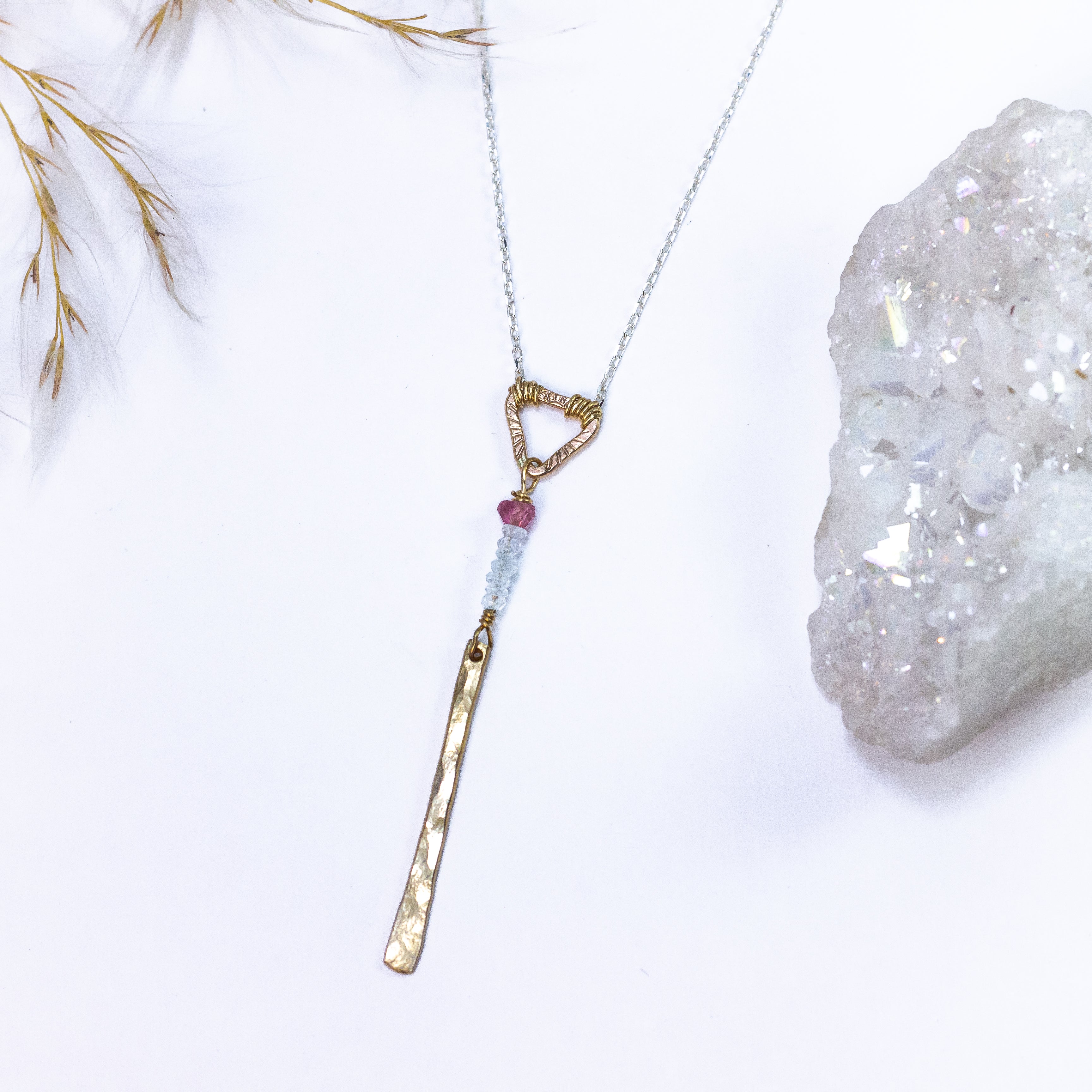handmade gold filled sterling silver mixed metal gemstone y necklace laura j designs