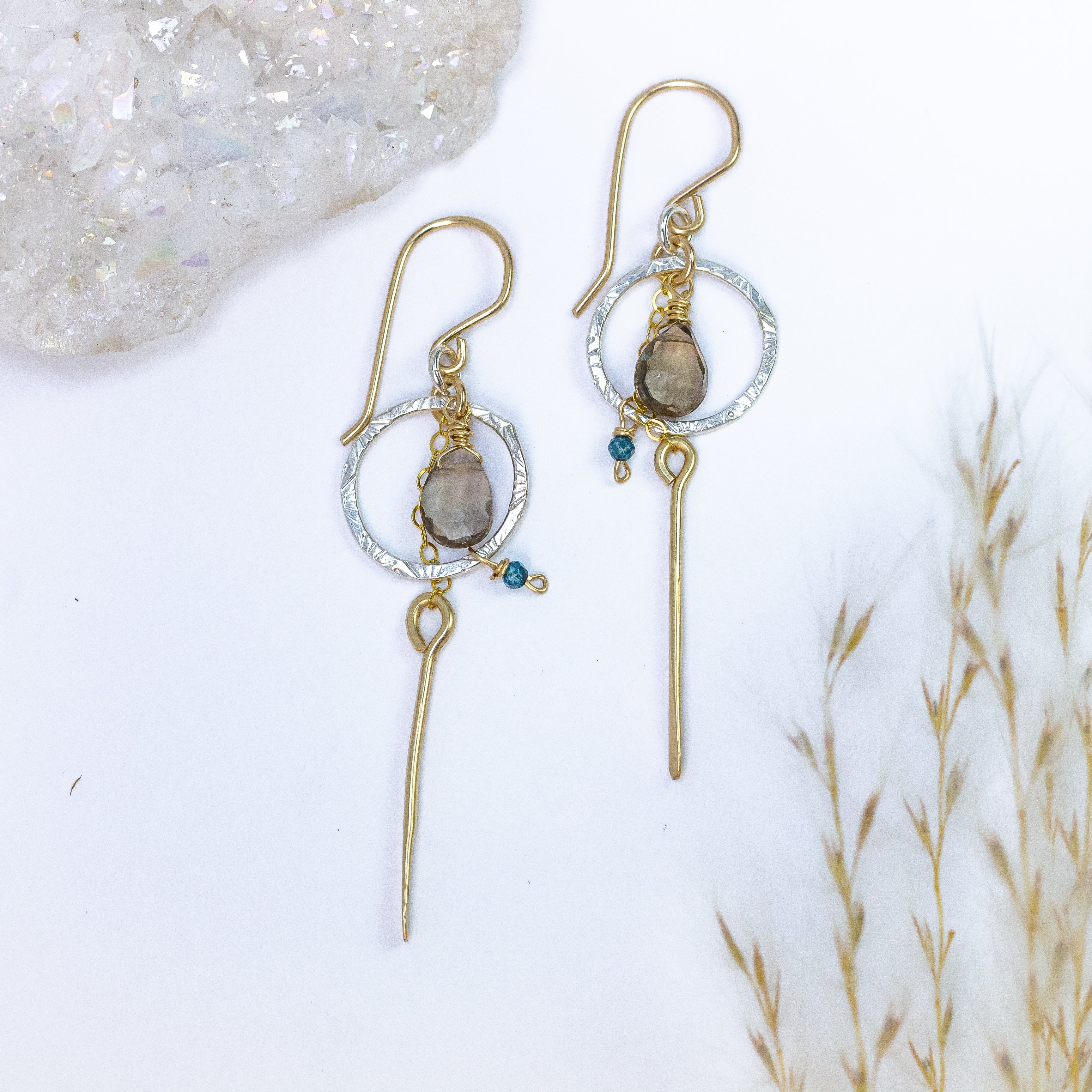 handmade sterling silver gold filled smoky topaz dangle earrings laura j designs