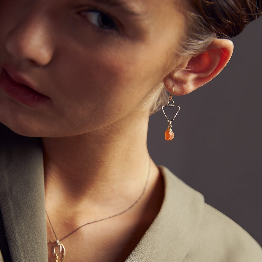 Carnelian Triangle Earrings