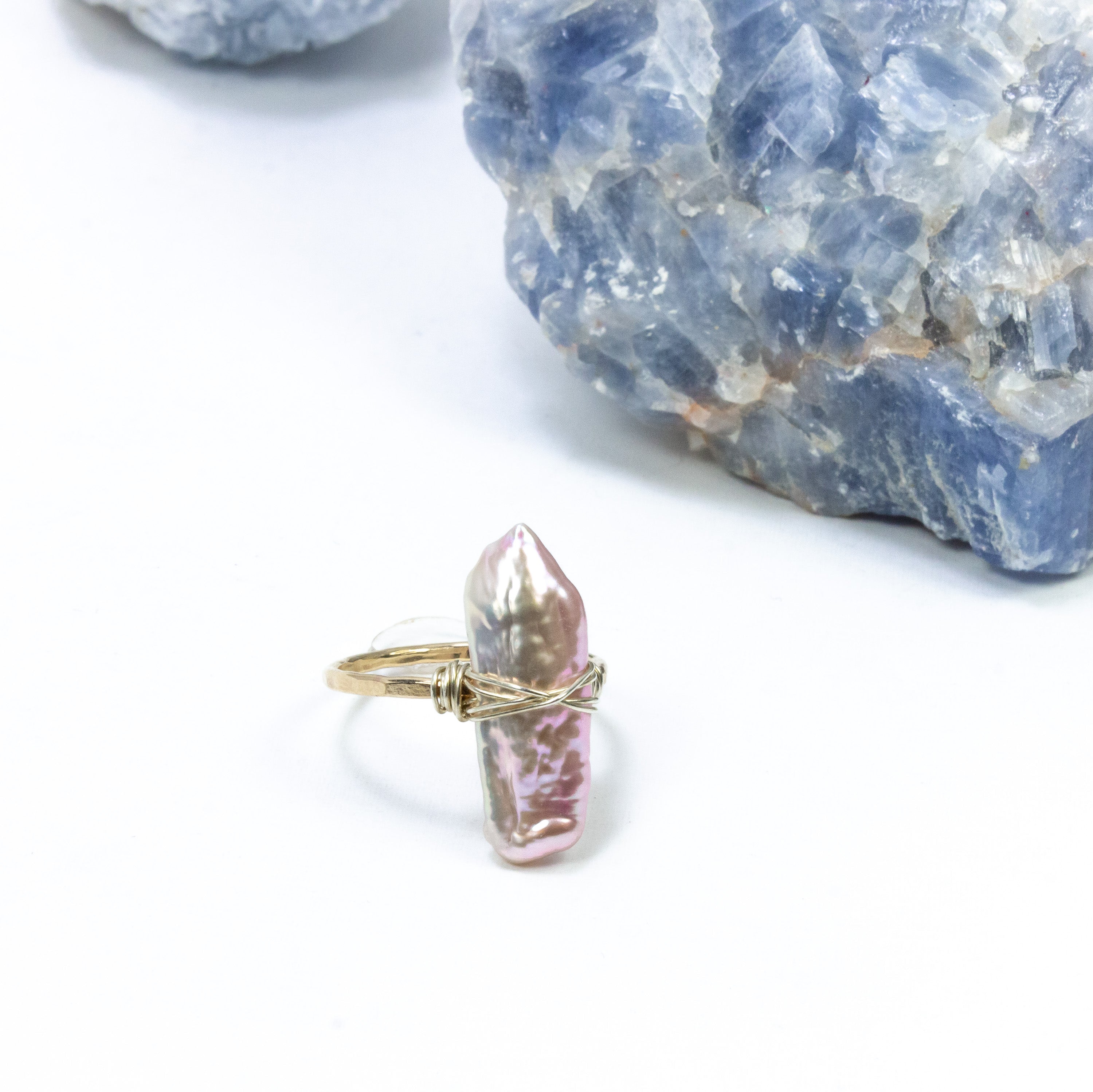 handmade sterling silver gold filled pink pearl cocktail ring laura j designs
