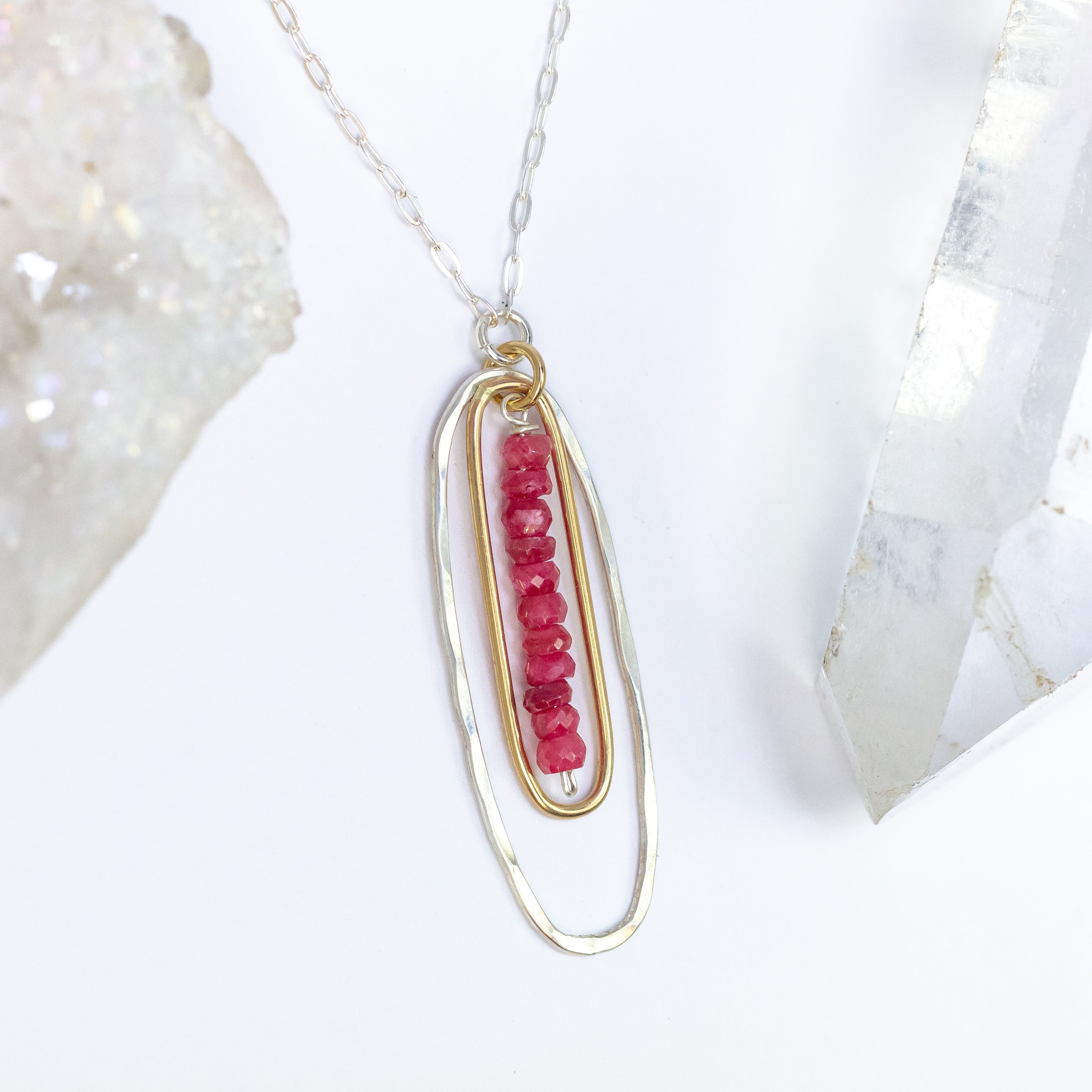 handmade mixed metal ruby gemstone pendant laura j designs