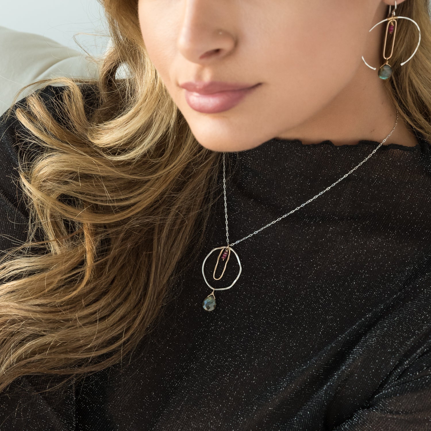 handmade mixed metal labradorite pendant laura j designs