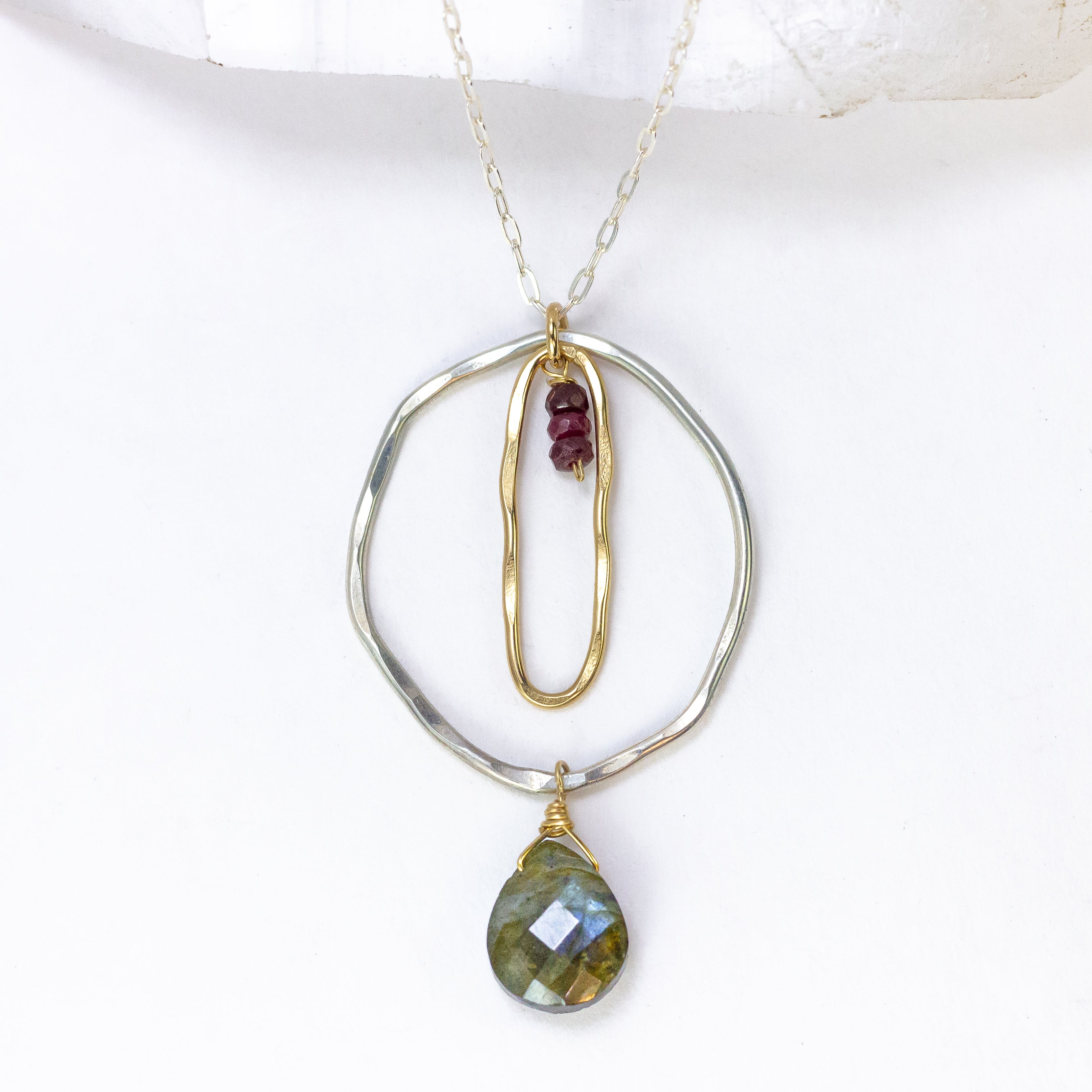 handmade mixed metal labradorite pendant laura j designs