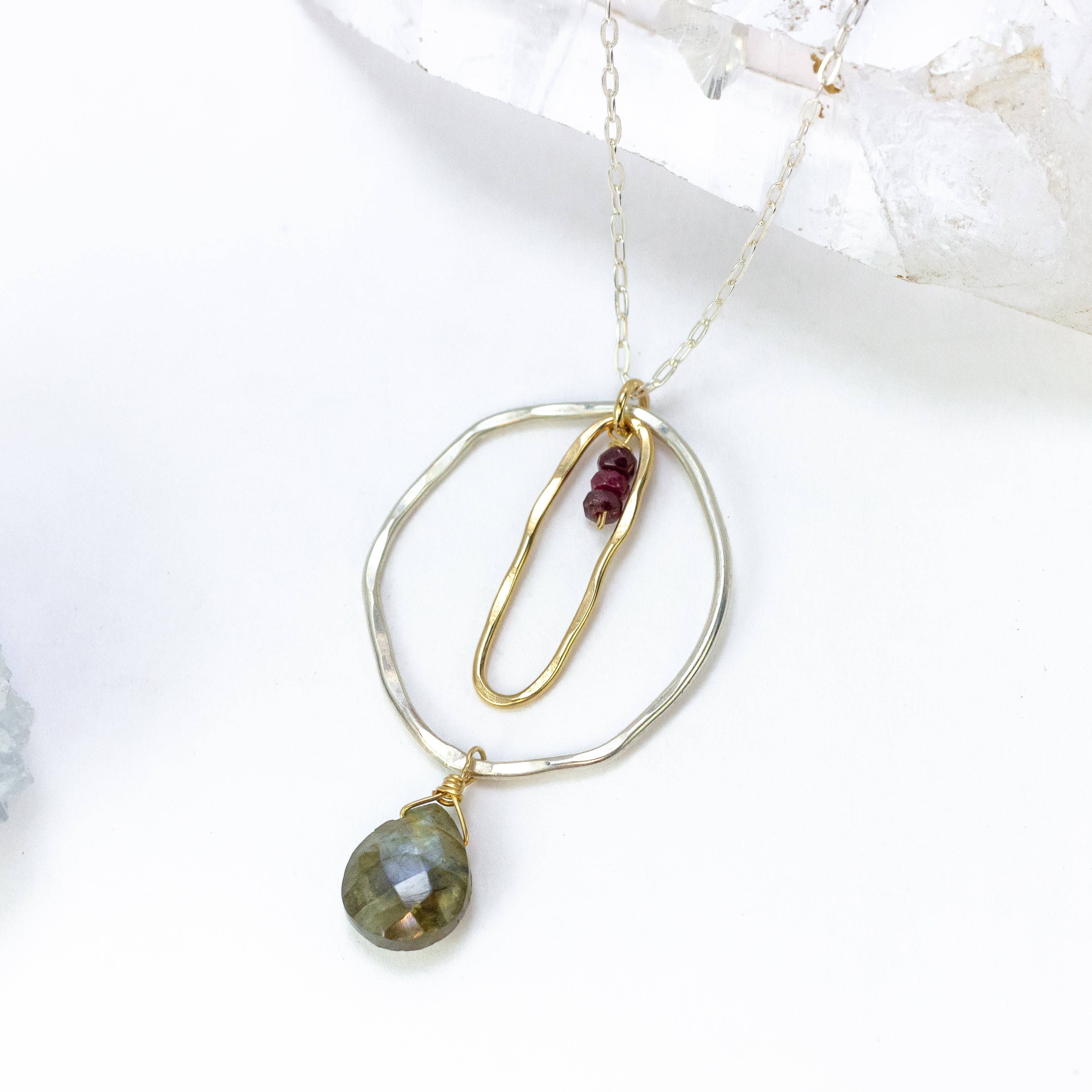 handmade mixed metal labradorite pendant laura j designs