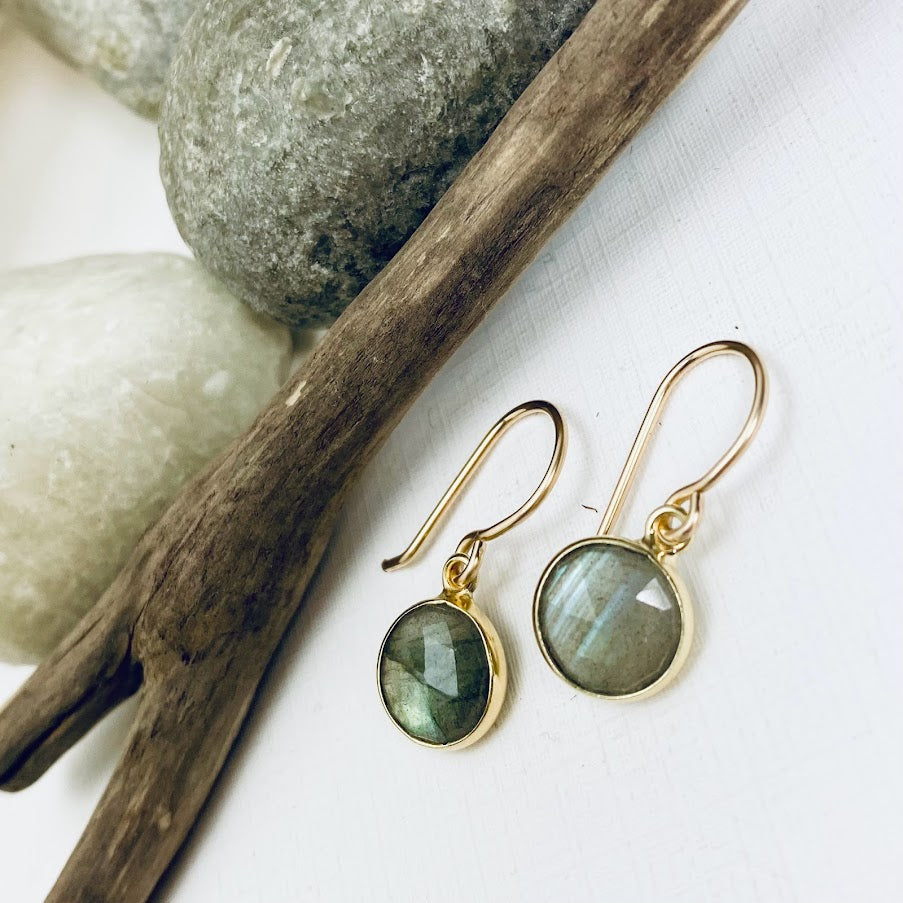 Coin Gemstone Earrings