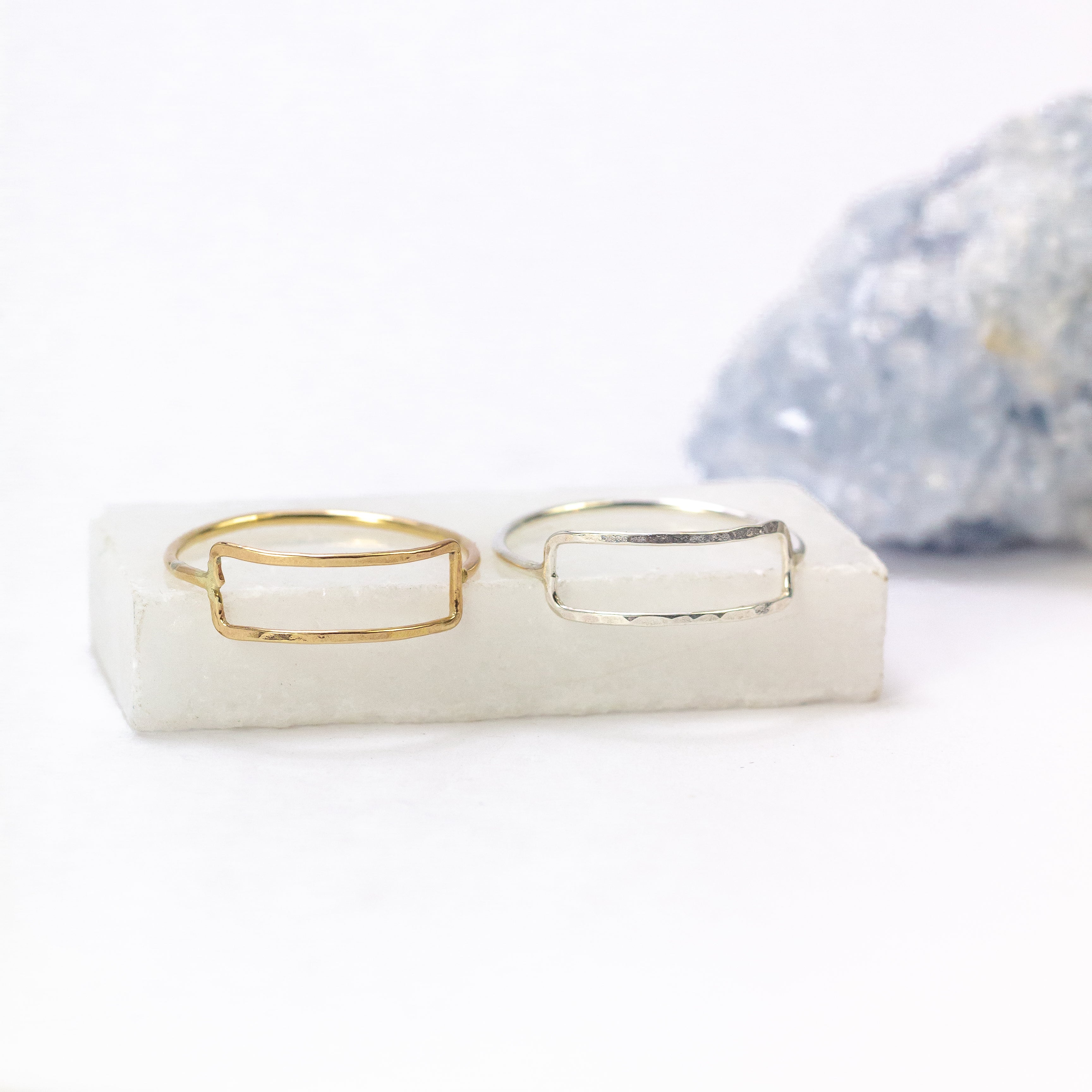 handmade delicate rectangle rings laura j designs