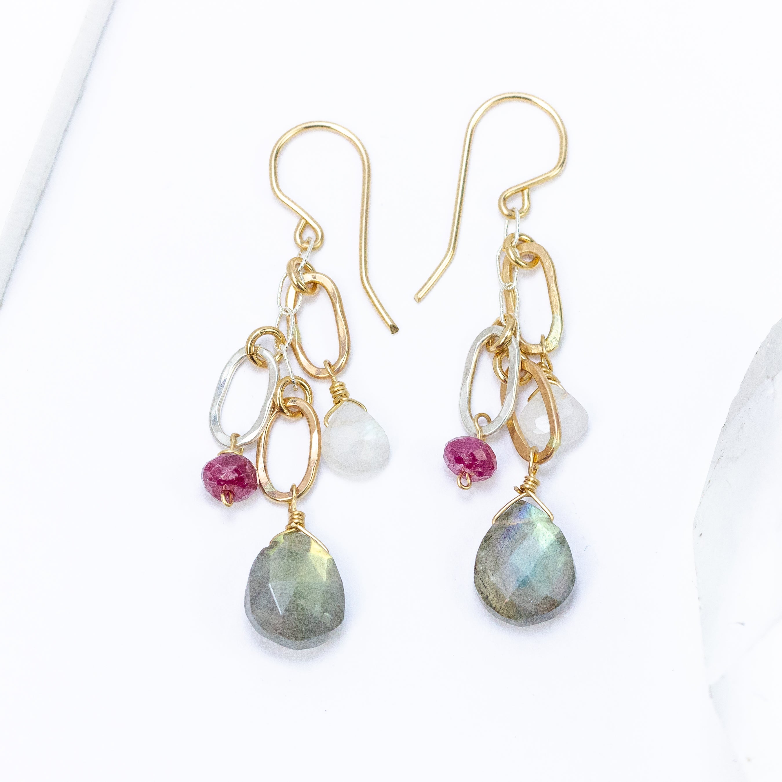 handmade mixed metal gemstone earrings laura j designs