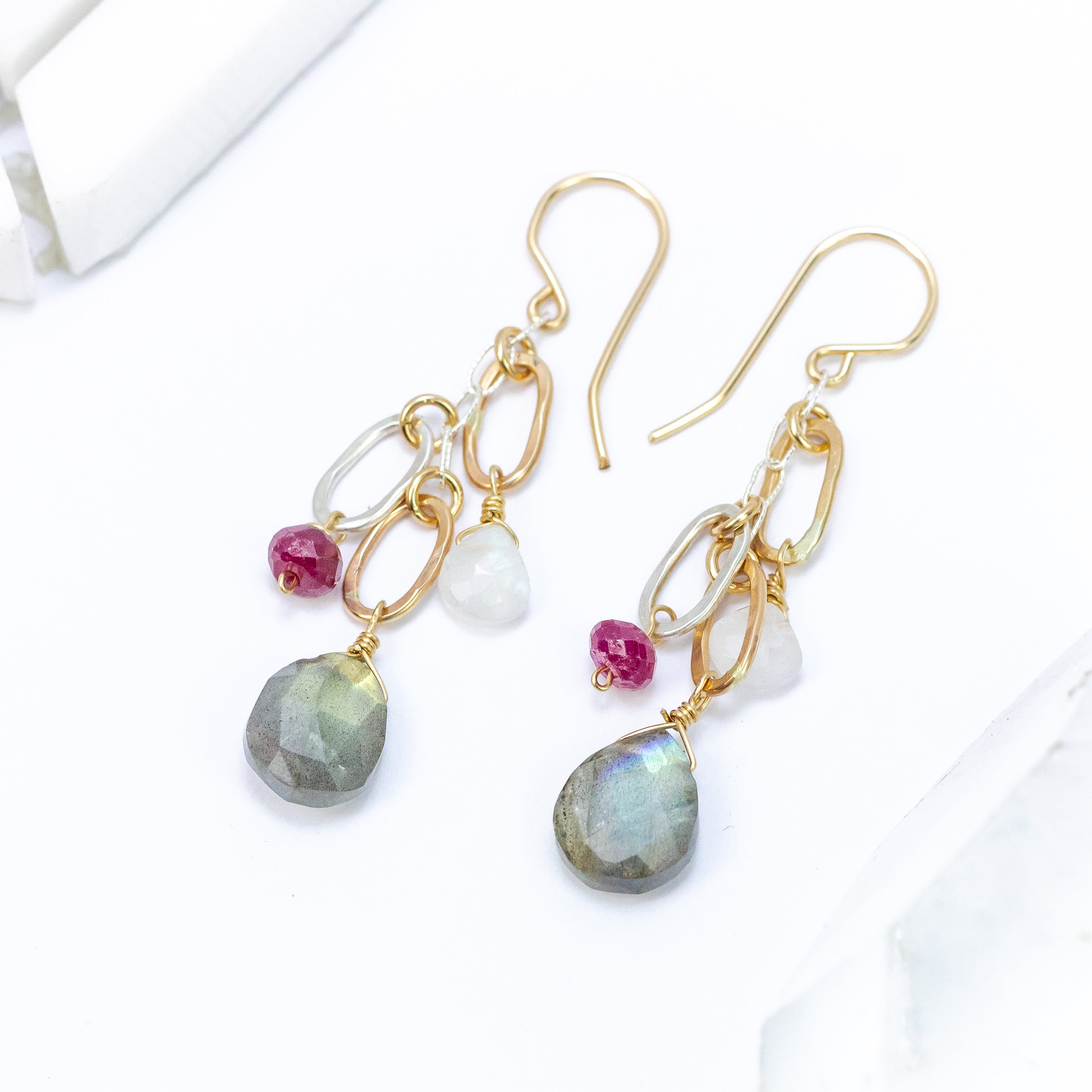 handmade mixed metal gemstone earrings laura j designs