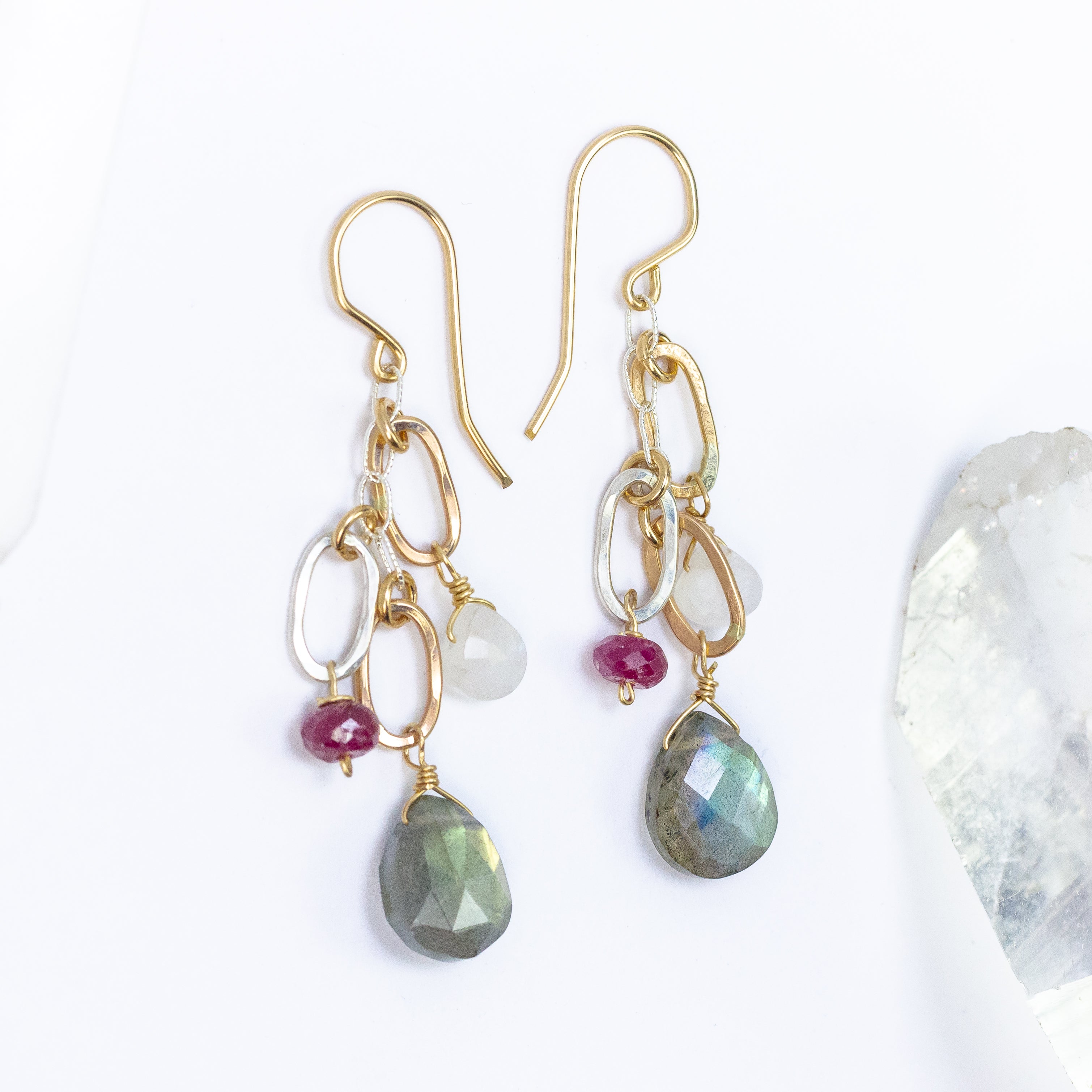 handmade mixed metal gemstone earrings laura j designs