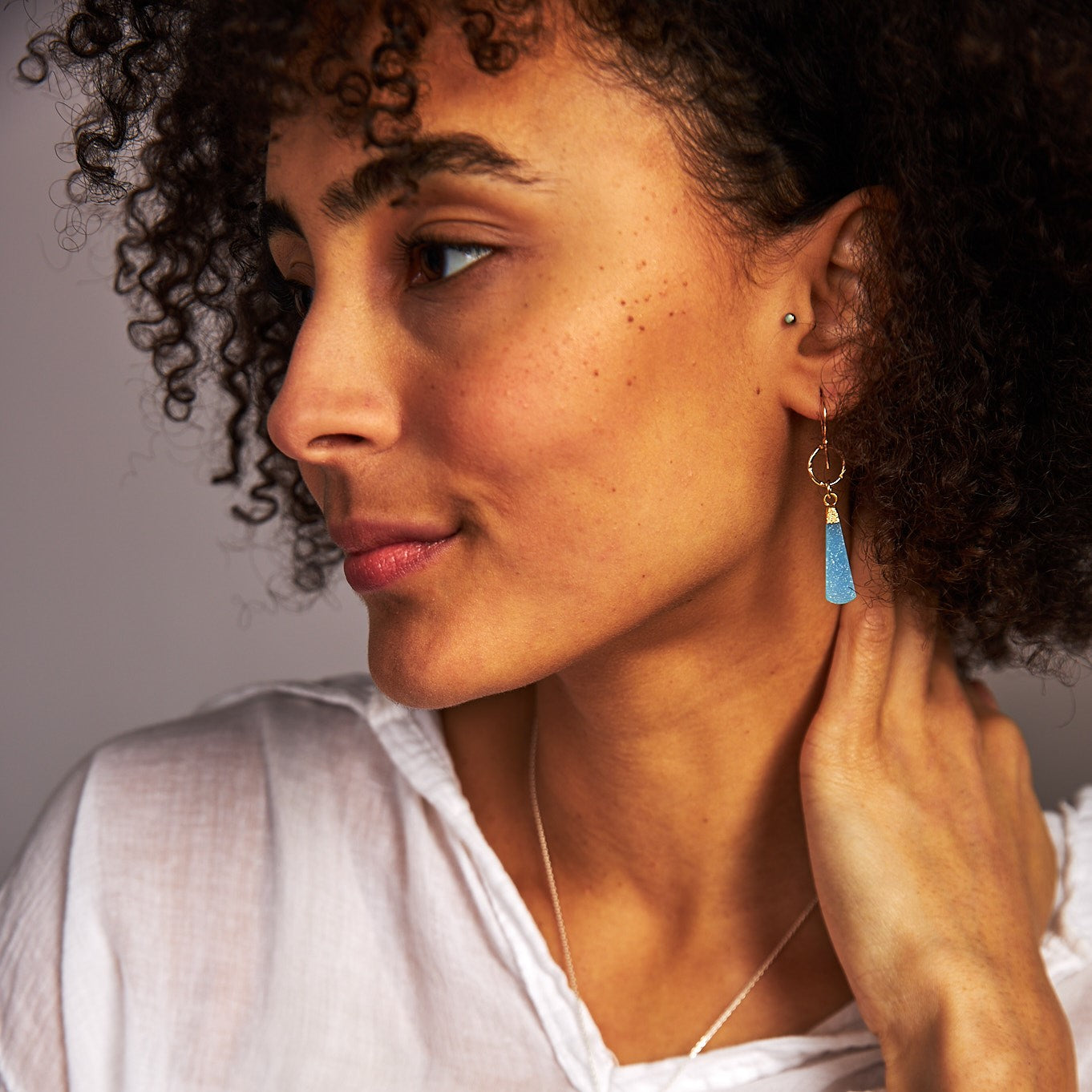 handmade gold filled blue druzy earrings laura j designs