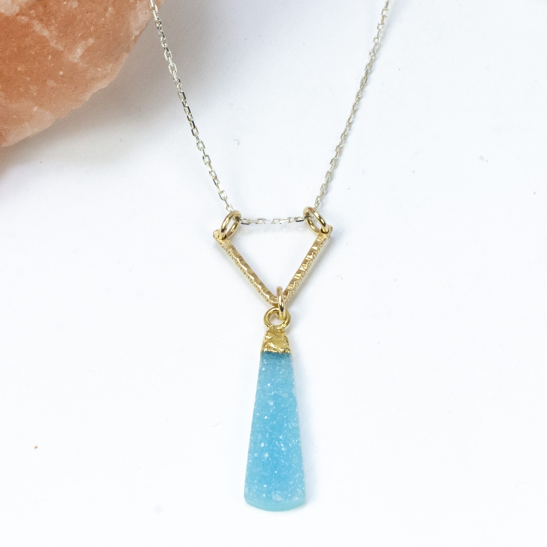 handmade silver gold filled blue druzy pendant laura j designs