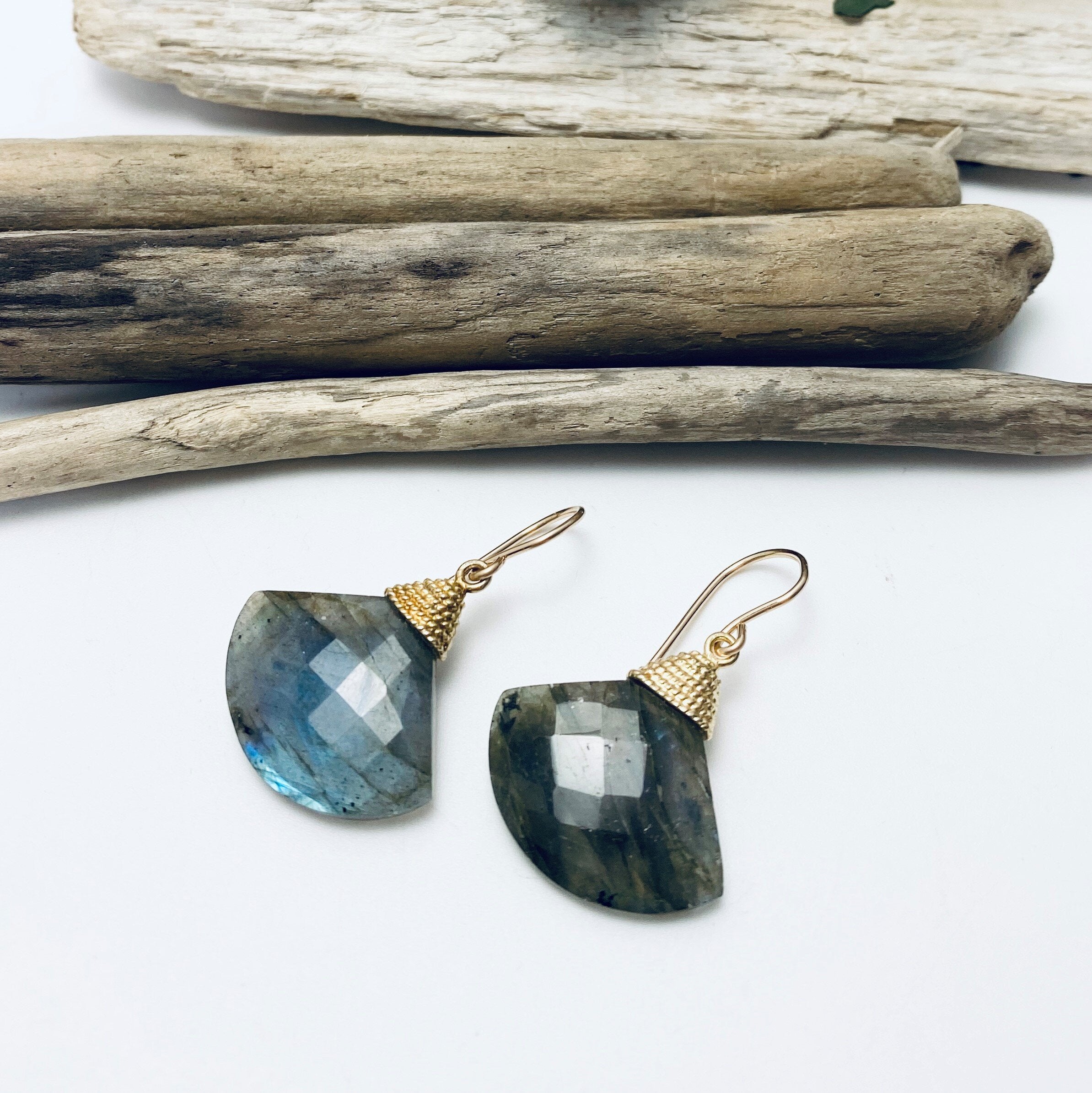 Labradorite Fan Earrings