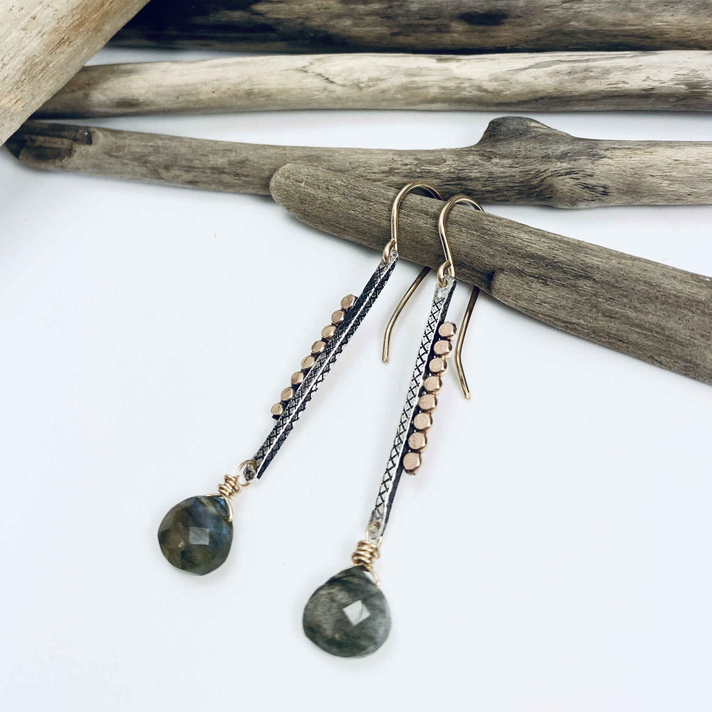 Textured Labradorite Funk Earrings