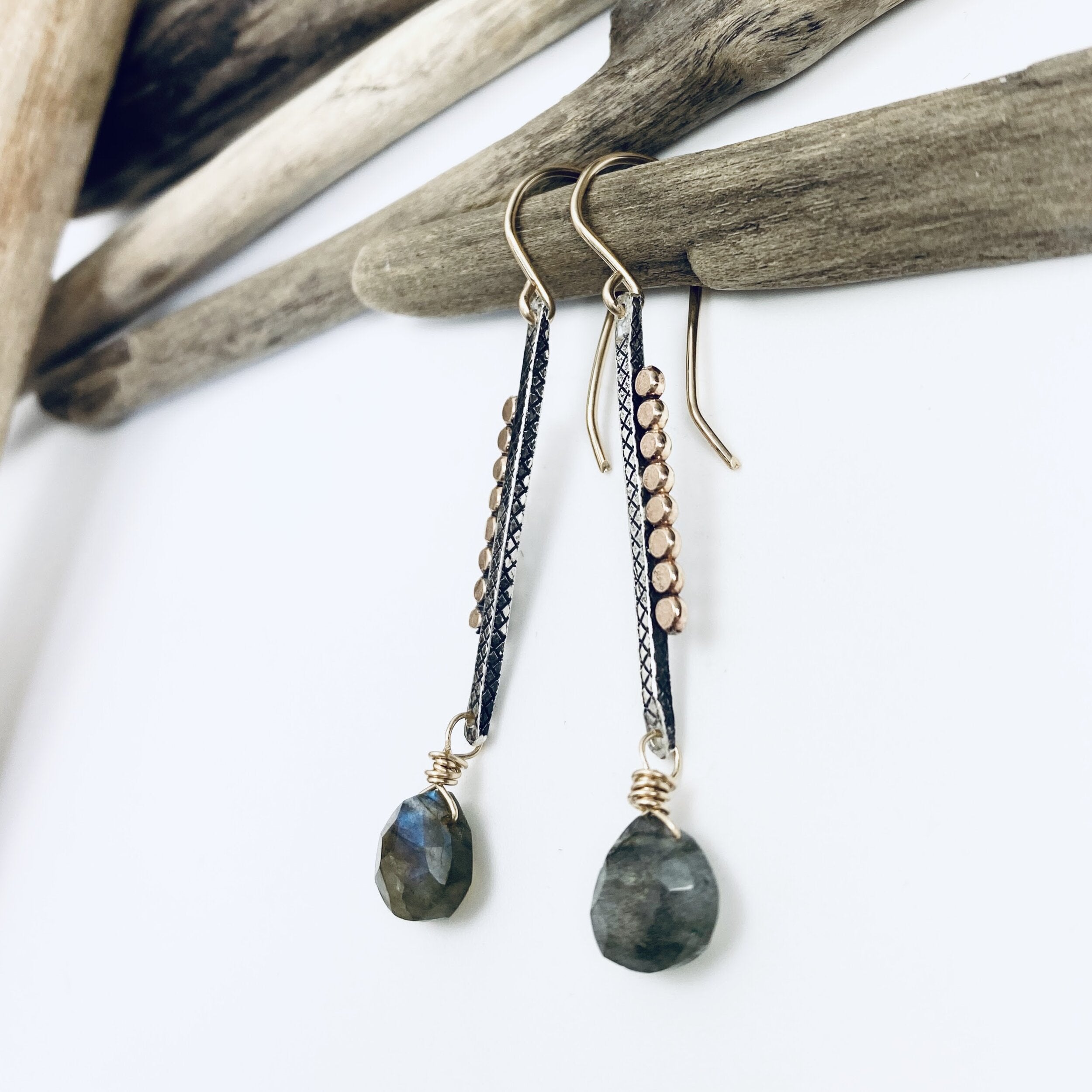 Textured Labradorite Funk Earrings