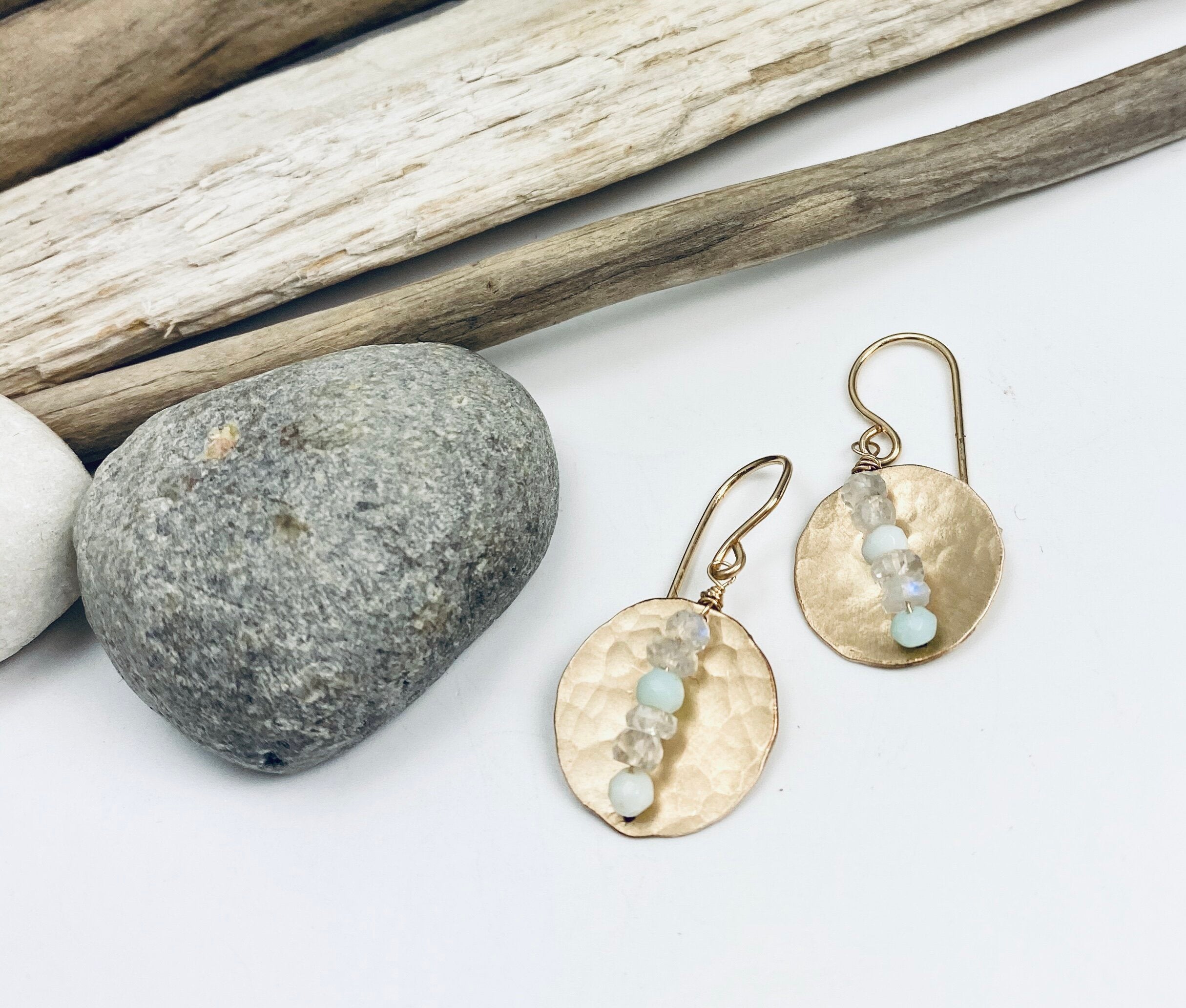 Opal Moon Disc Earrings
