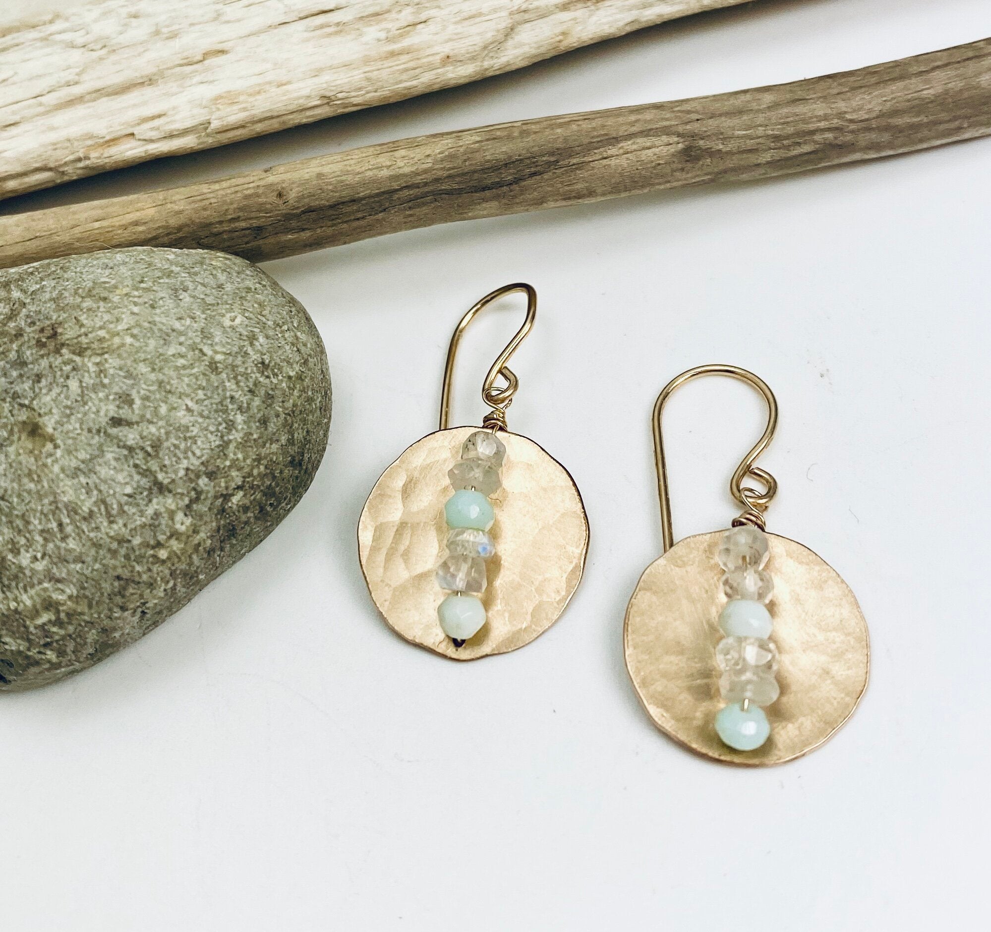 Opal Moon Disc Earrings