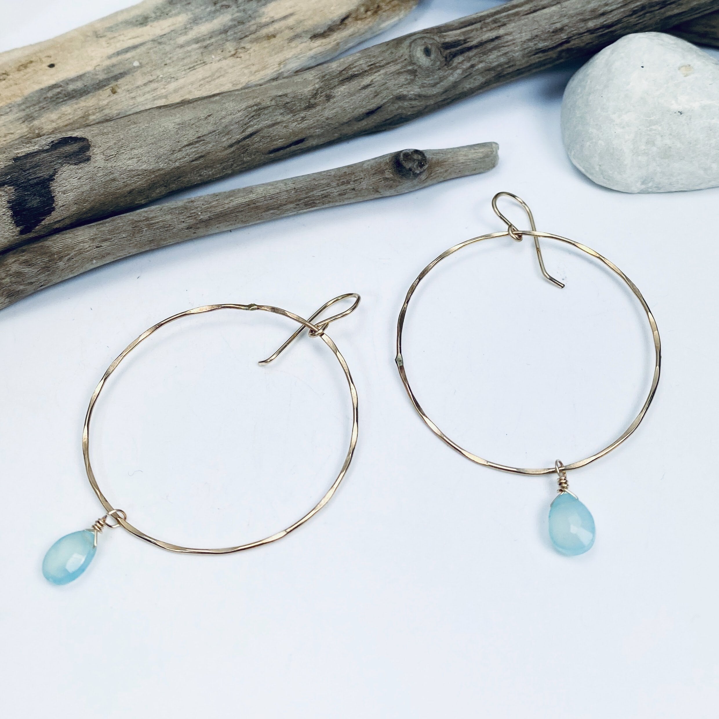 Chalcedony Ocean Hoops