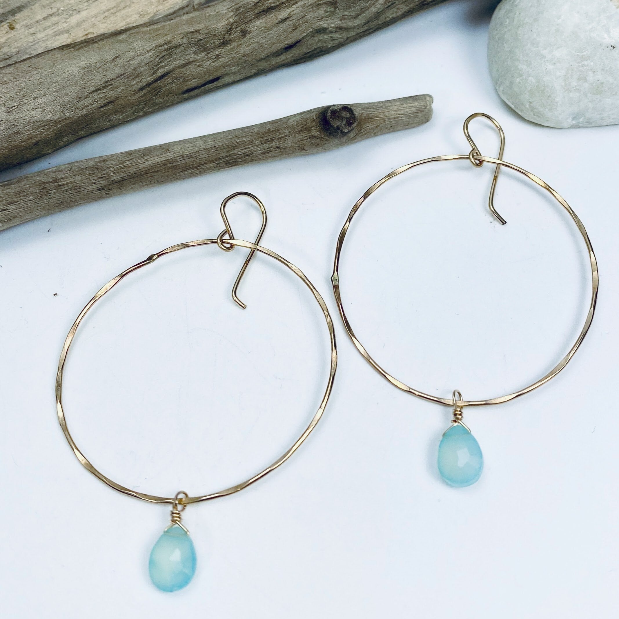Chalcedony Ocean Hoops