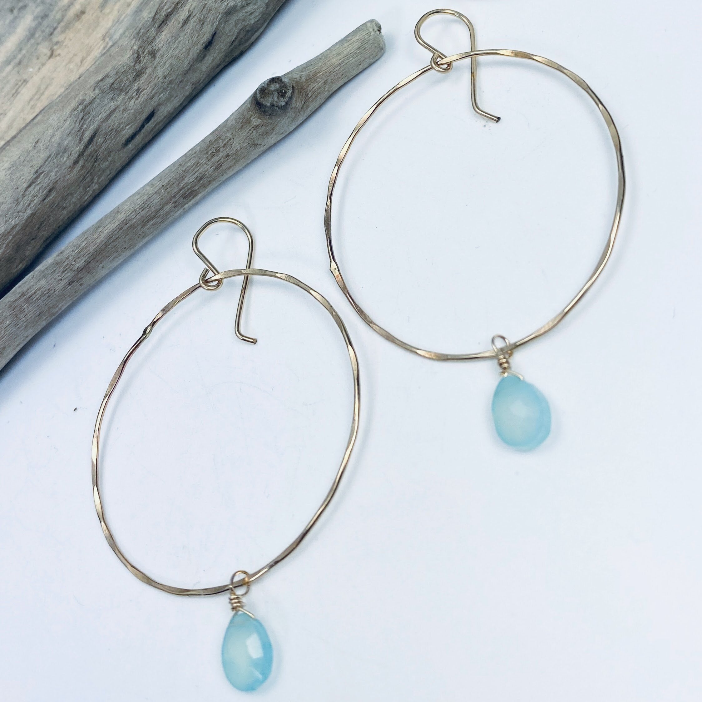 Chalcedony Ocean Hoops