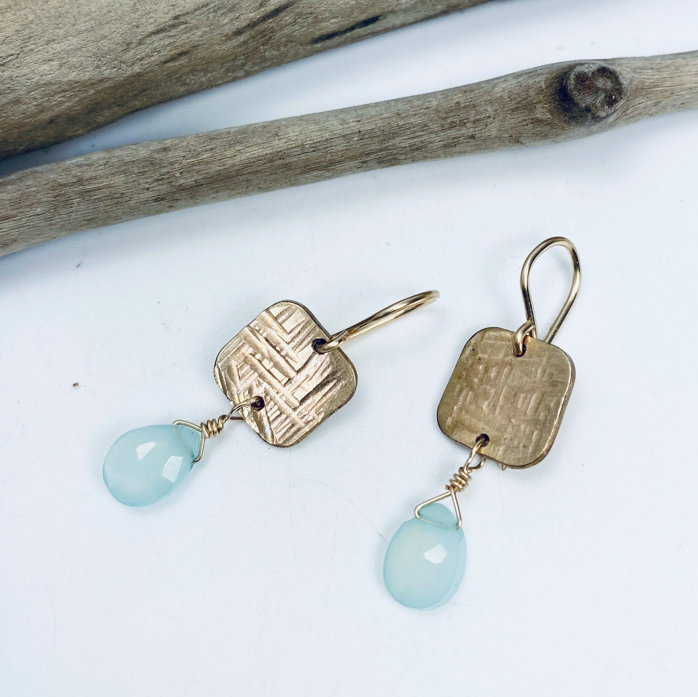 Chalcedony Square Earrings