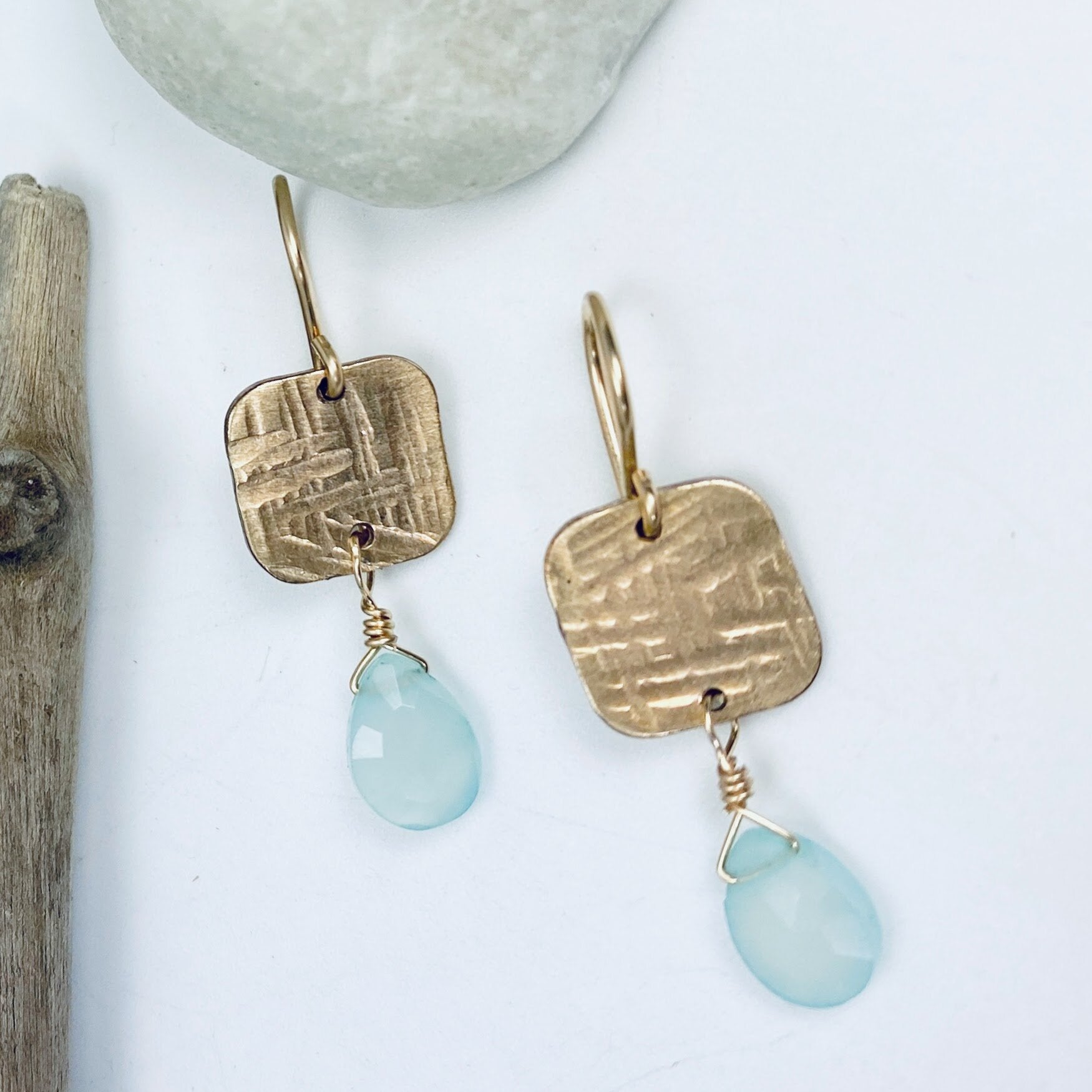 Chalcedony Square Earrings