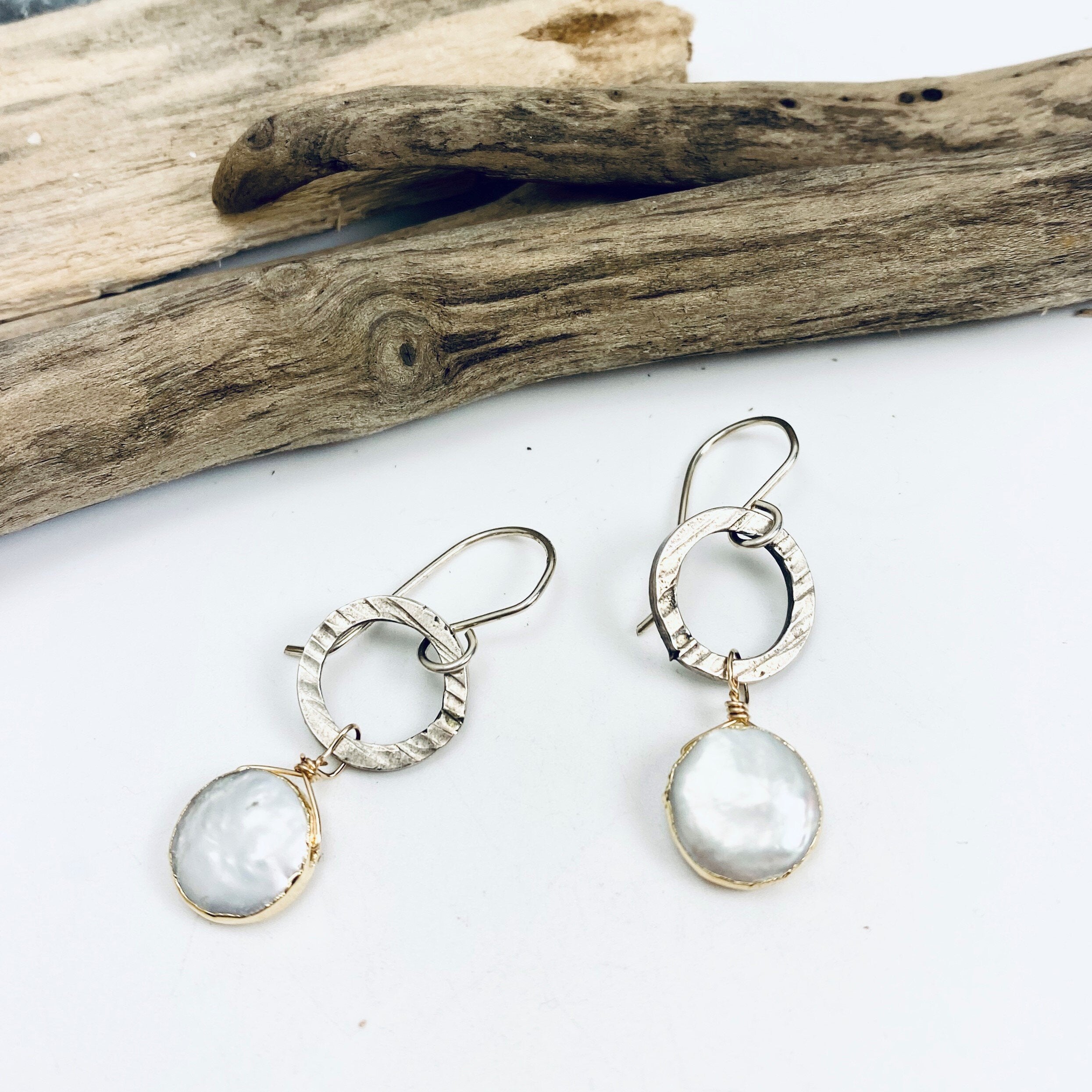 Oxidized Pearl Earrings