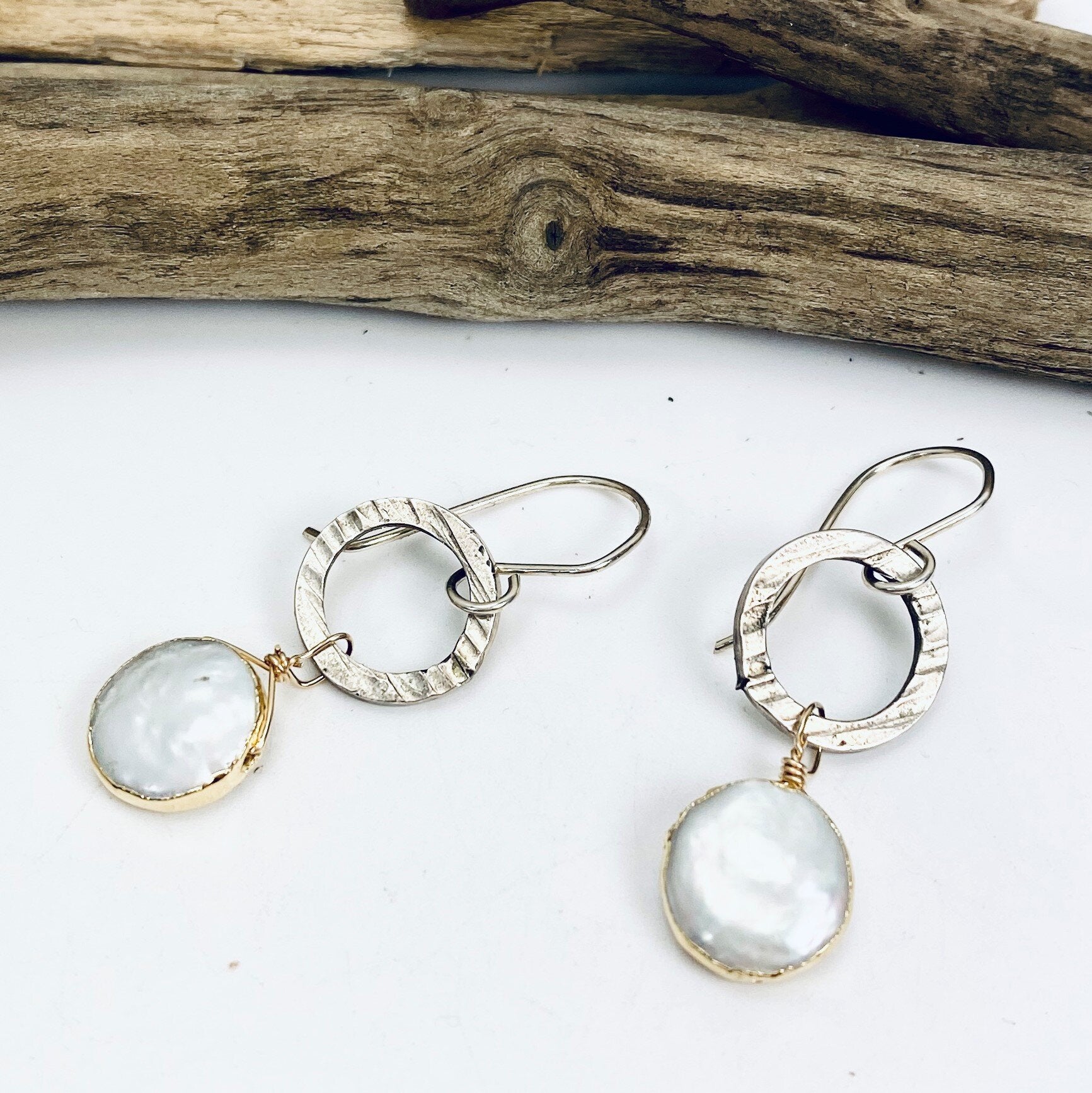 Oxidized Pearl Earrings