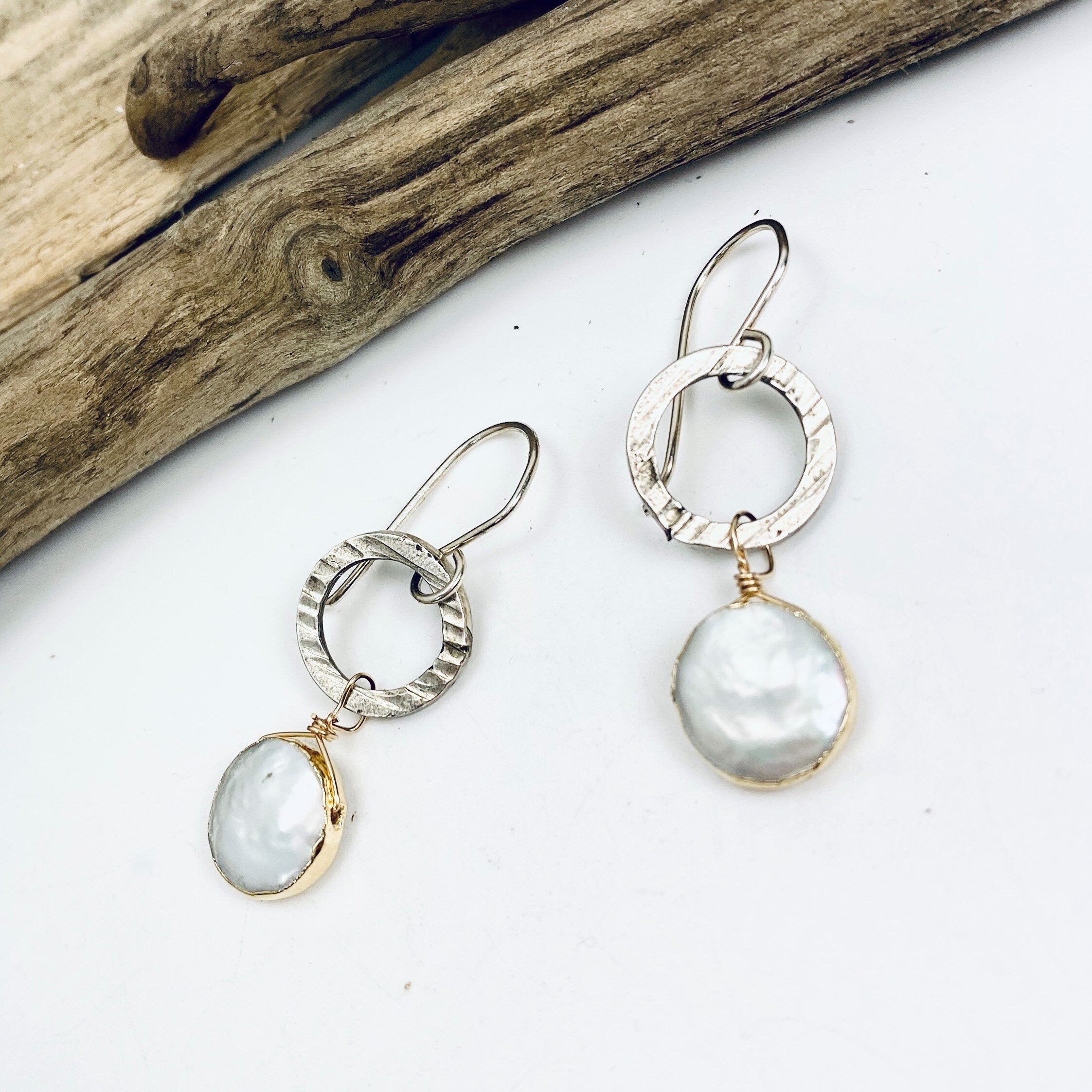 Oxidized Pearl Earrings