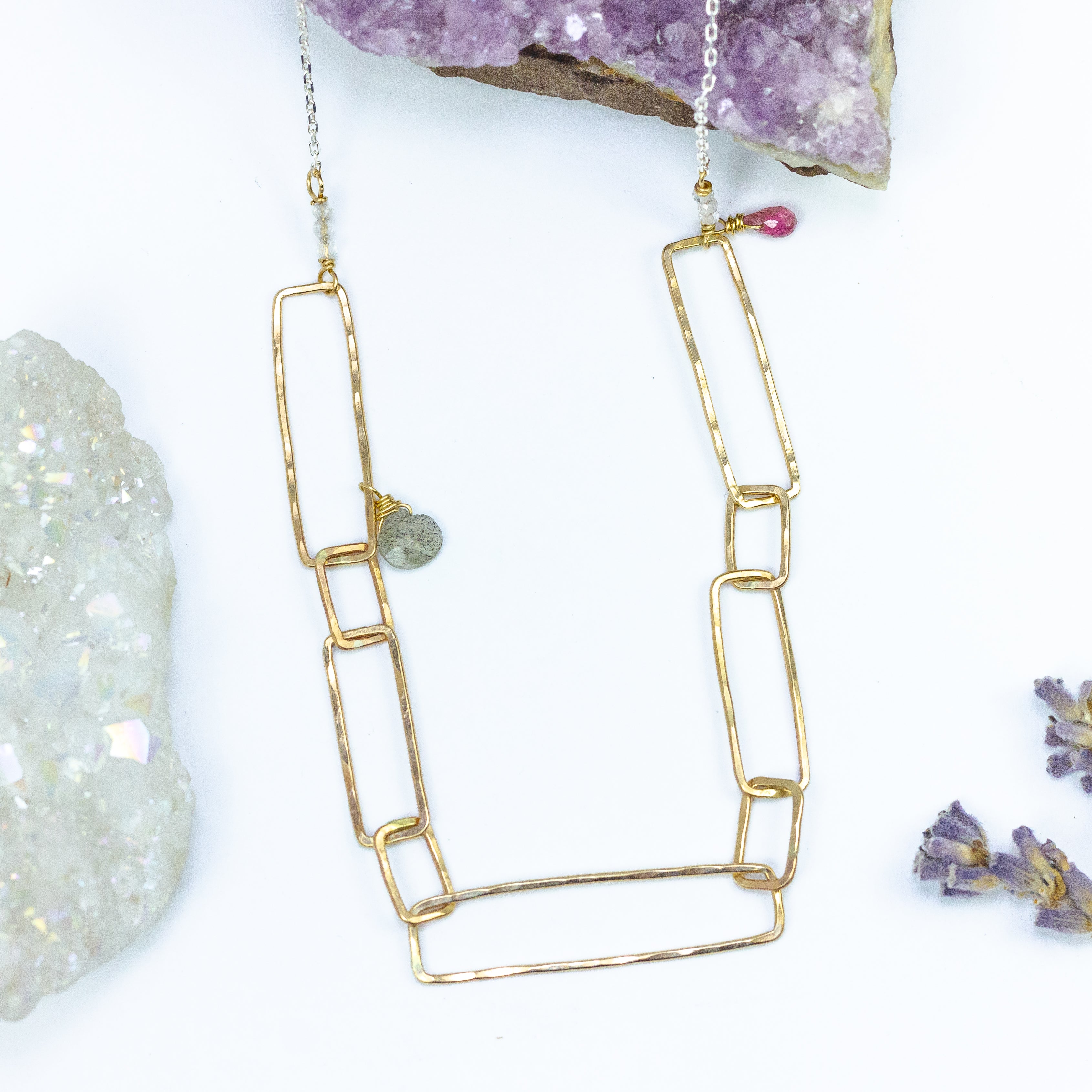 handmade gold rectangle chain laura j designs