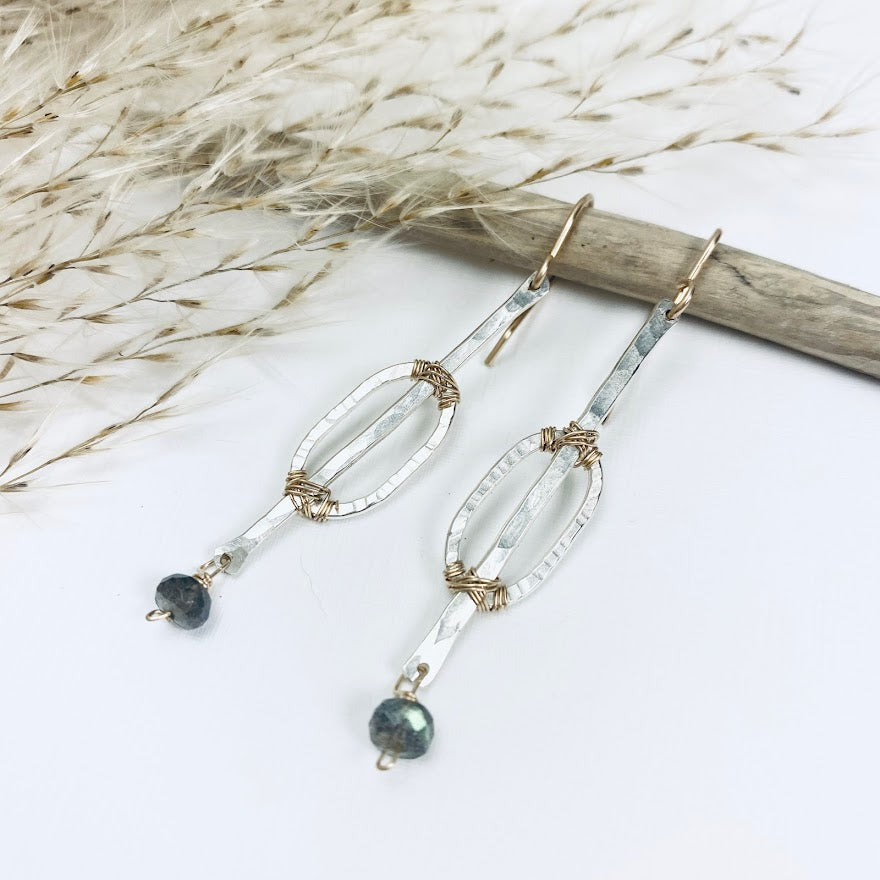 Silver Beam Earrings