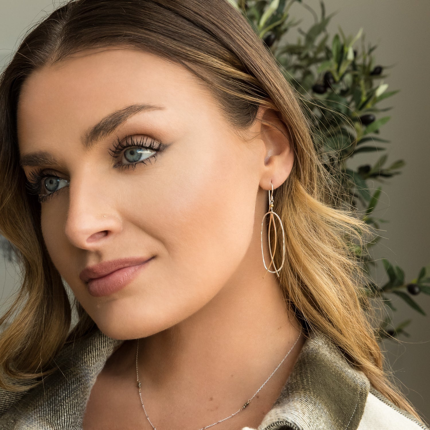 handmade sterling silver gold filled oval earrings pyrite laura j designs