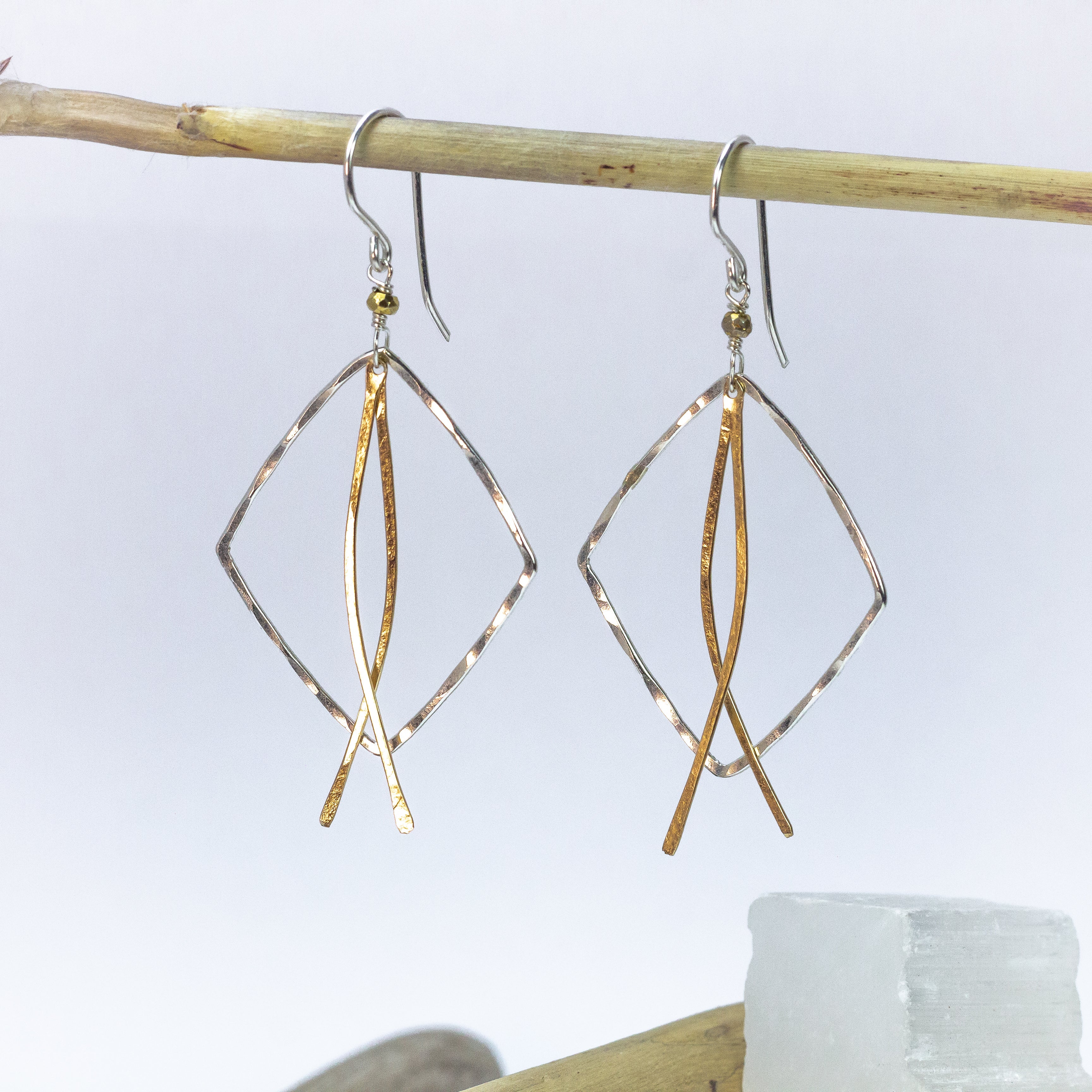 handmade sterling silver gold filled dangle earrings pyrite laura j designs