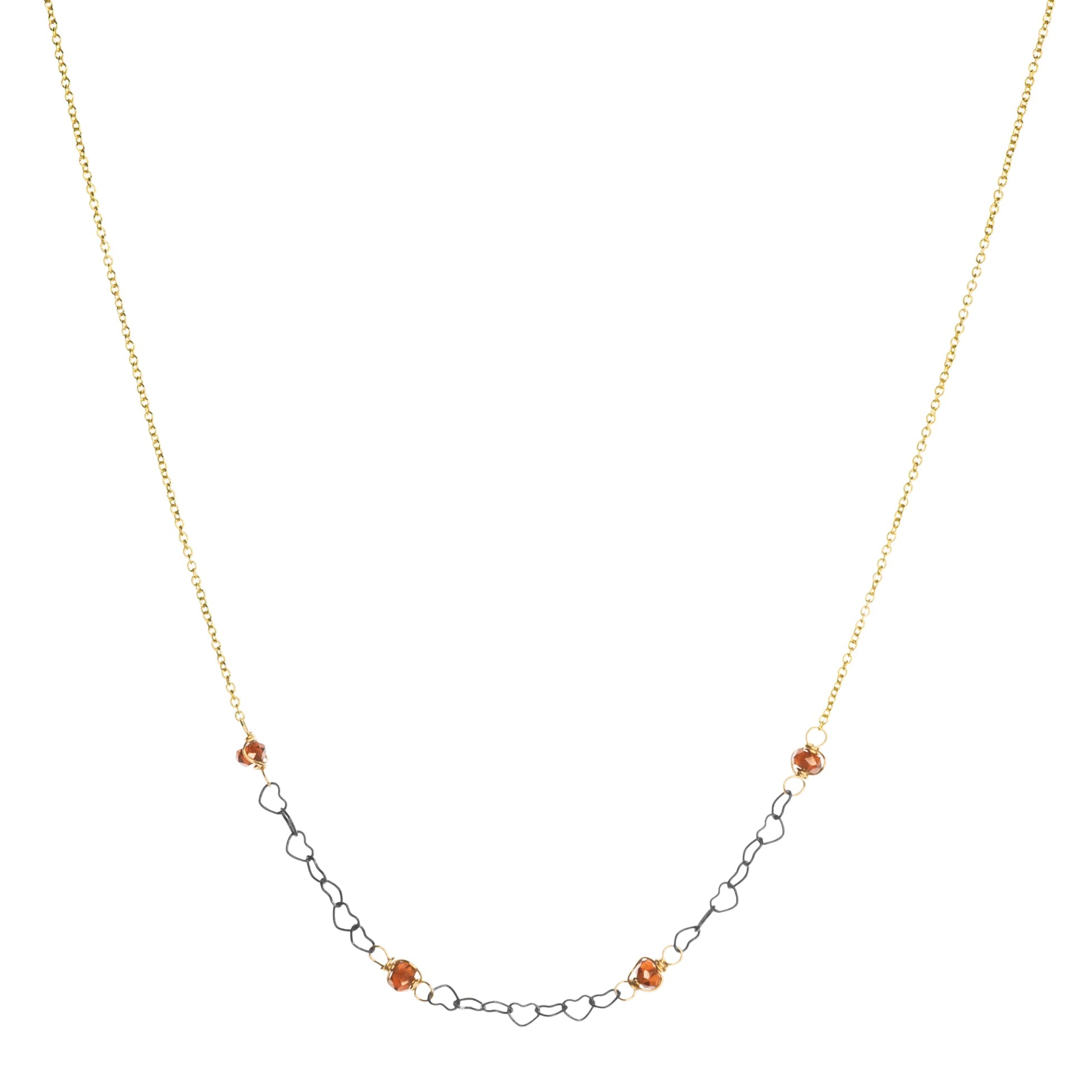handmade gold silver garnet heart layering necklace laura j designs