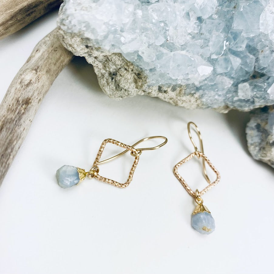 Raw Chalcedony Earrings
