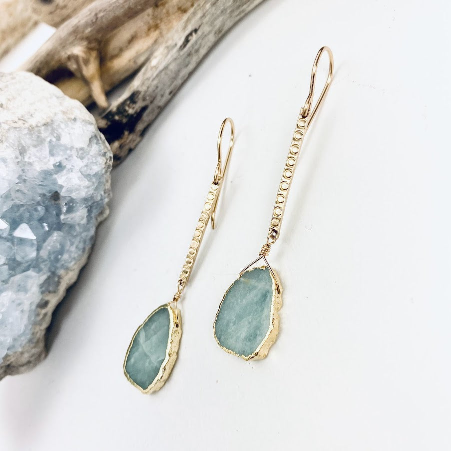 Aquamarine Pillar Earrings