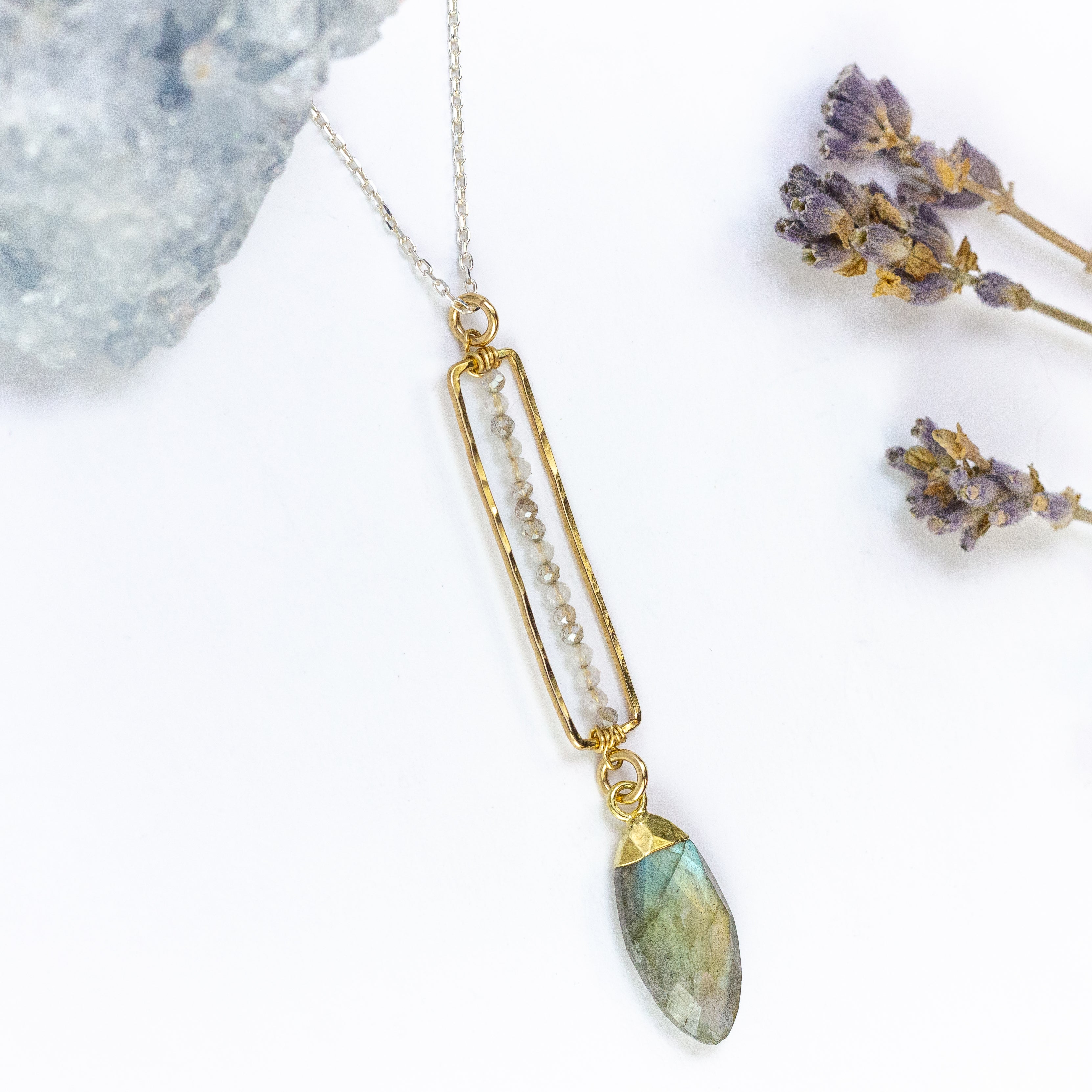handmade gold filled sterling silver labradorite gemstone necklace laura j designs