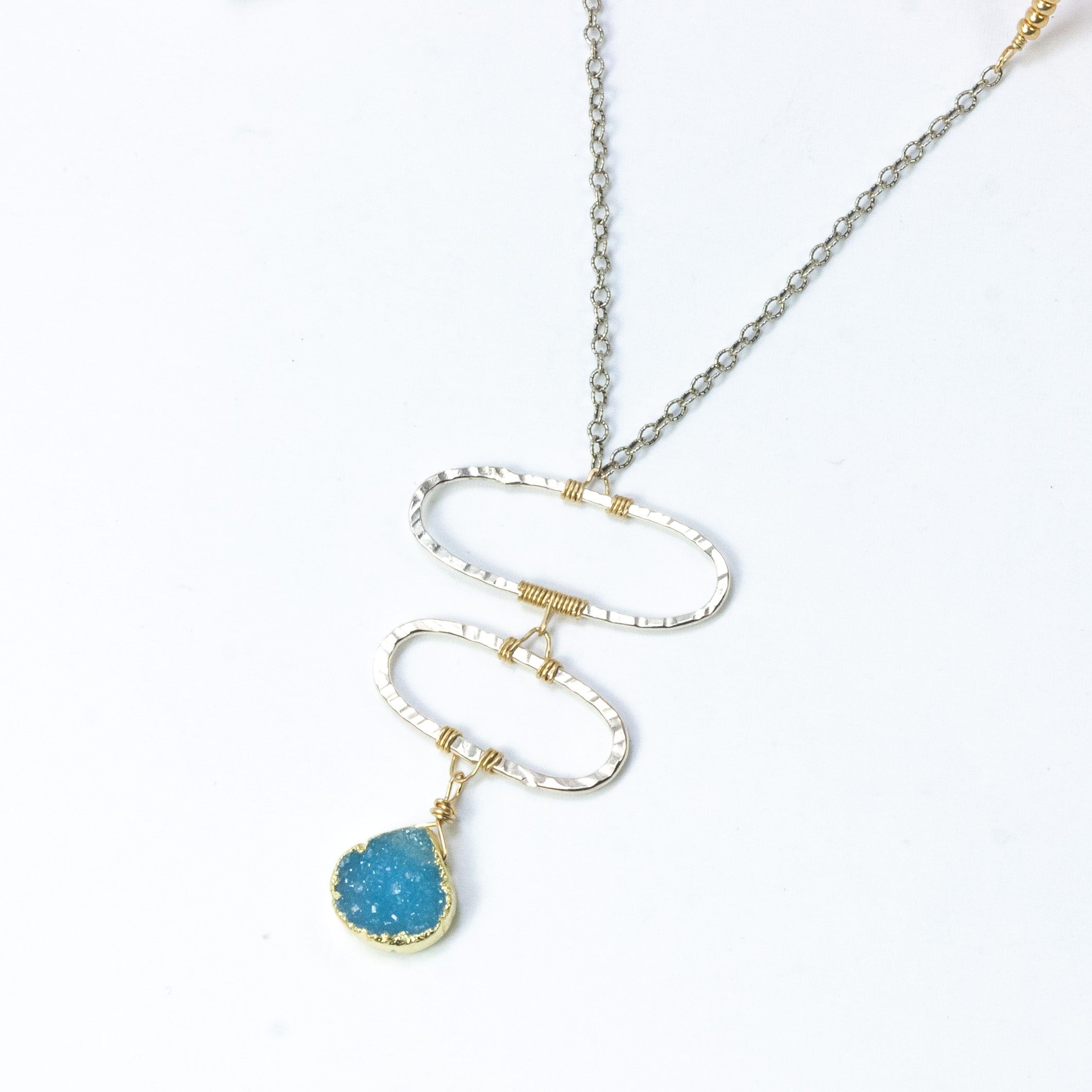 handmade silver blue druzy gemstone necklace laura j designs