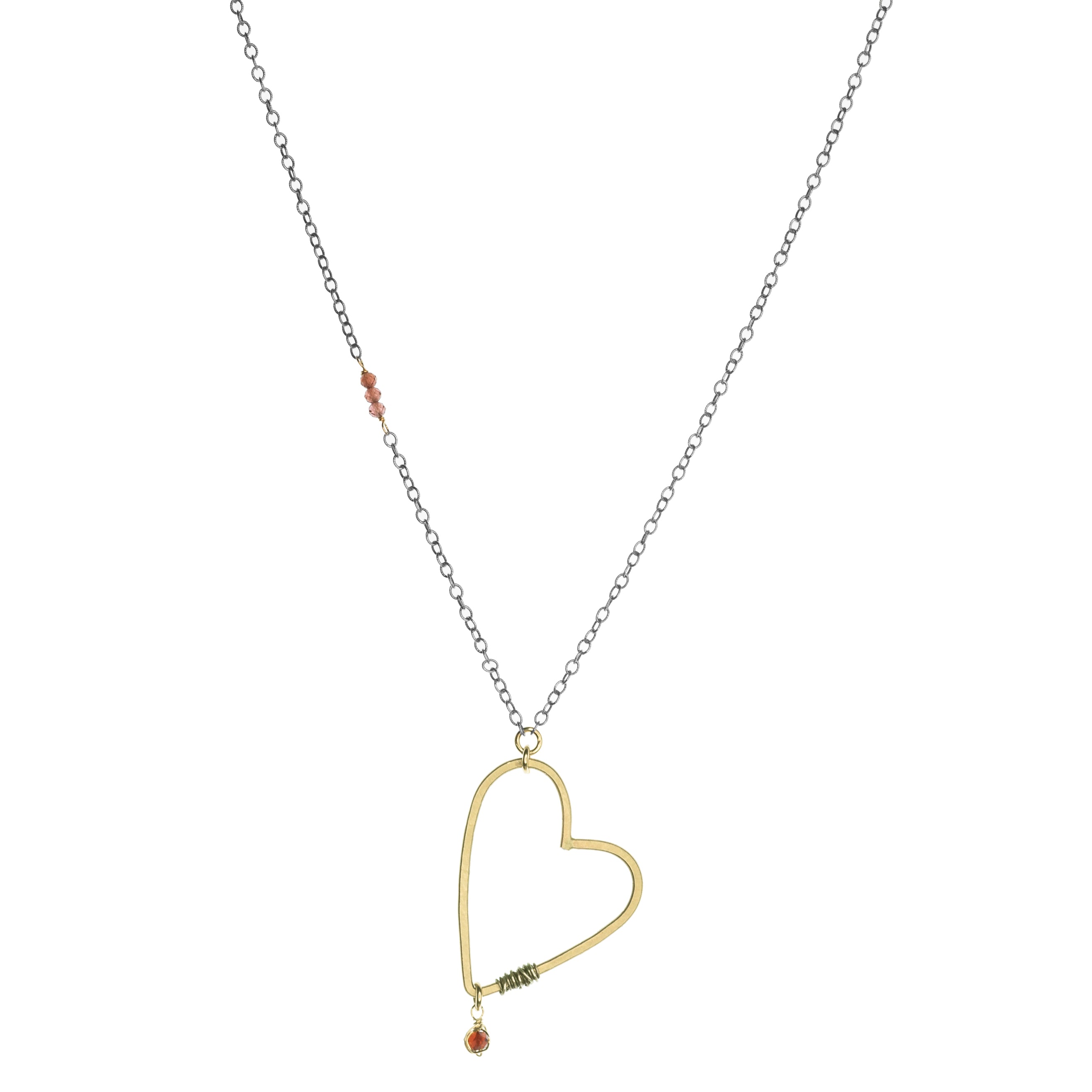 handmade gold heart pendant garnet necklace laura j designs