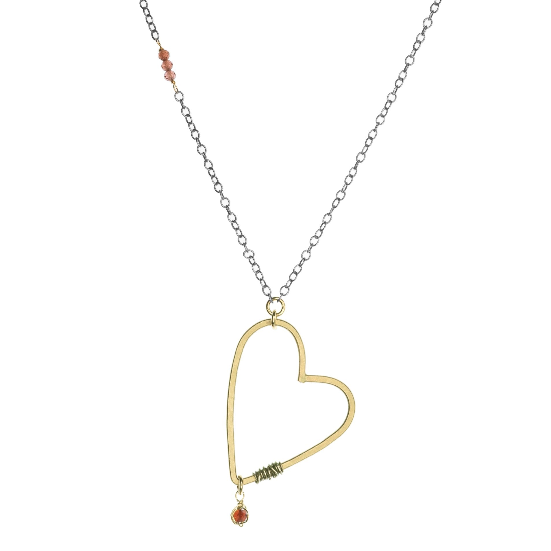 handmade gold heart pendant garnet necklace laura j designs