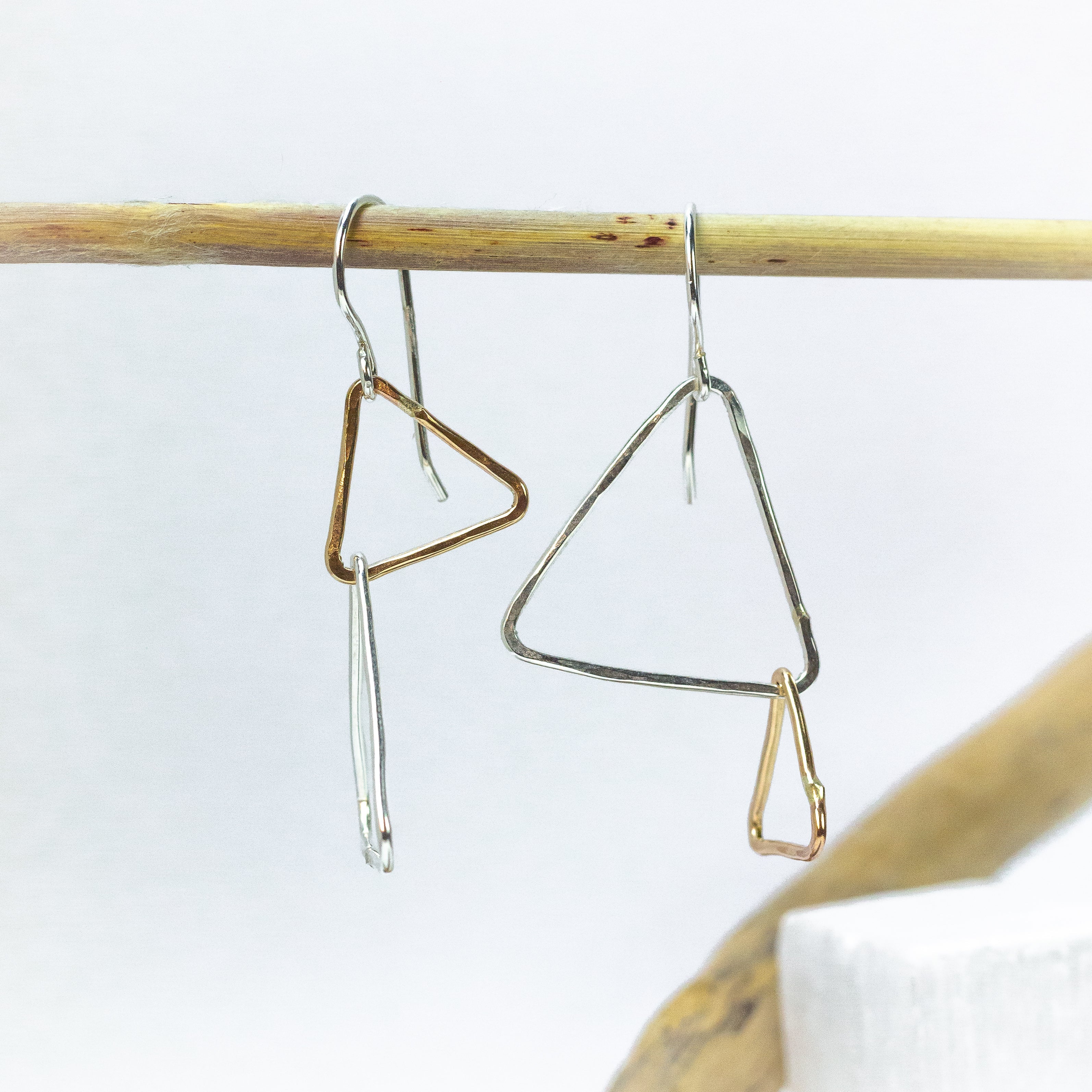 handmade sterling silver gold filled triangle earrings laura j designs