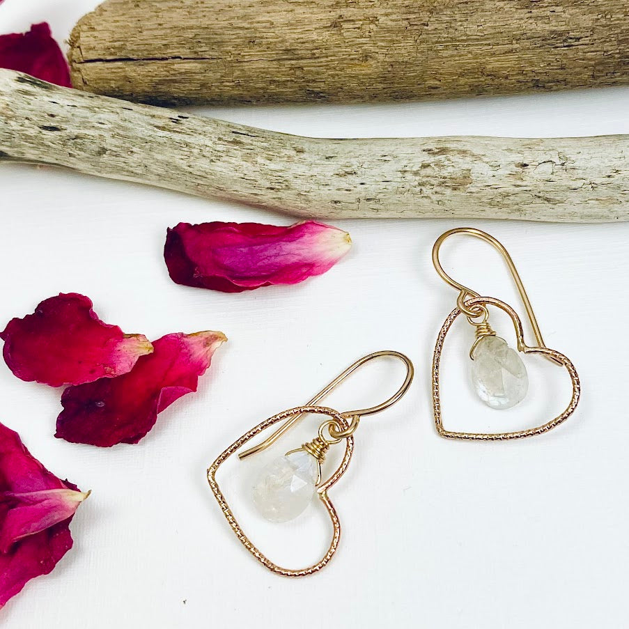 Moonstone Heart Earrings