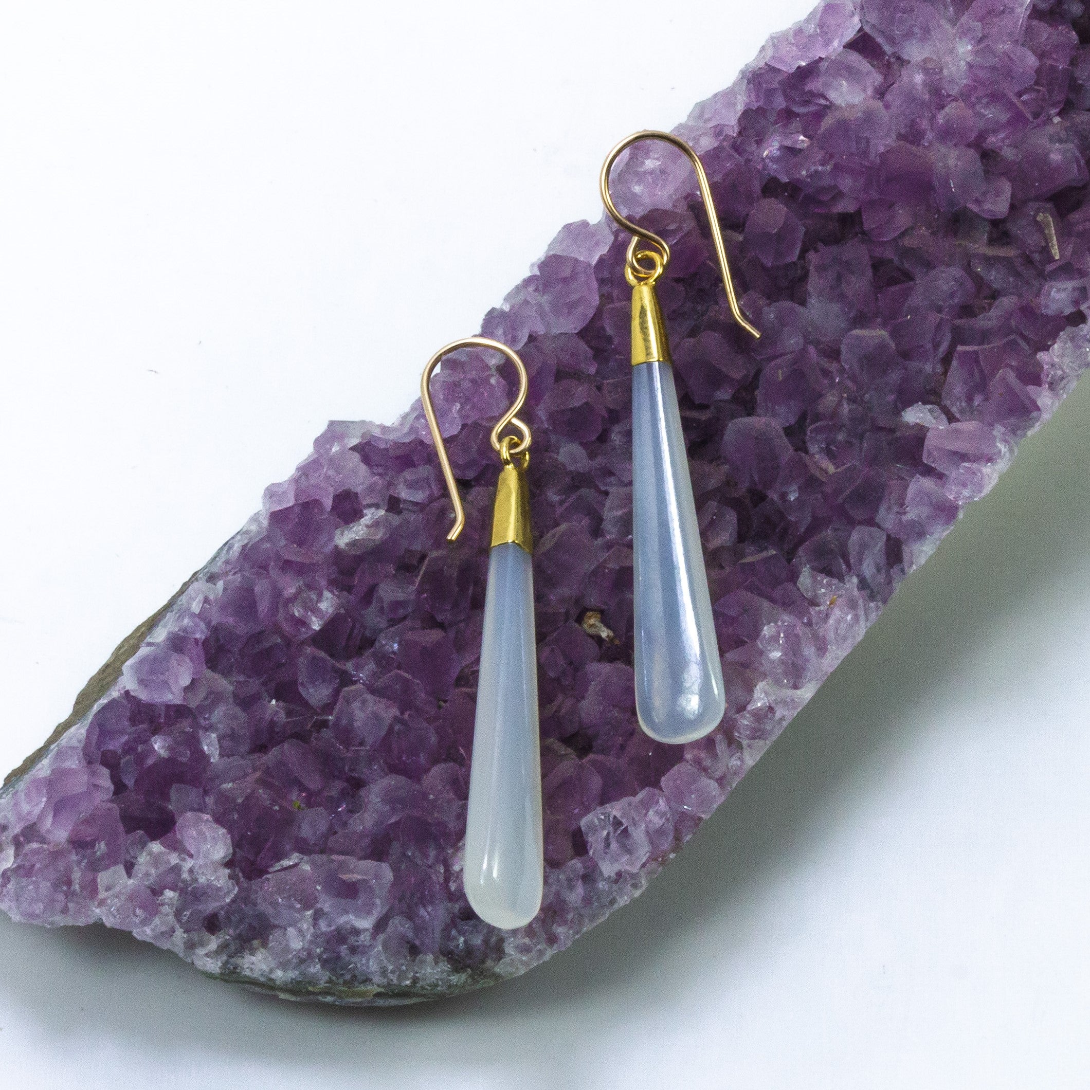 white chalcedony mystic earrings handmade laura j designs
