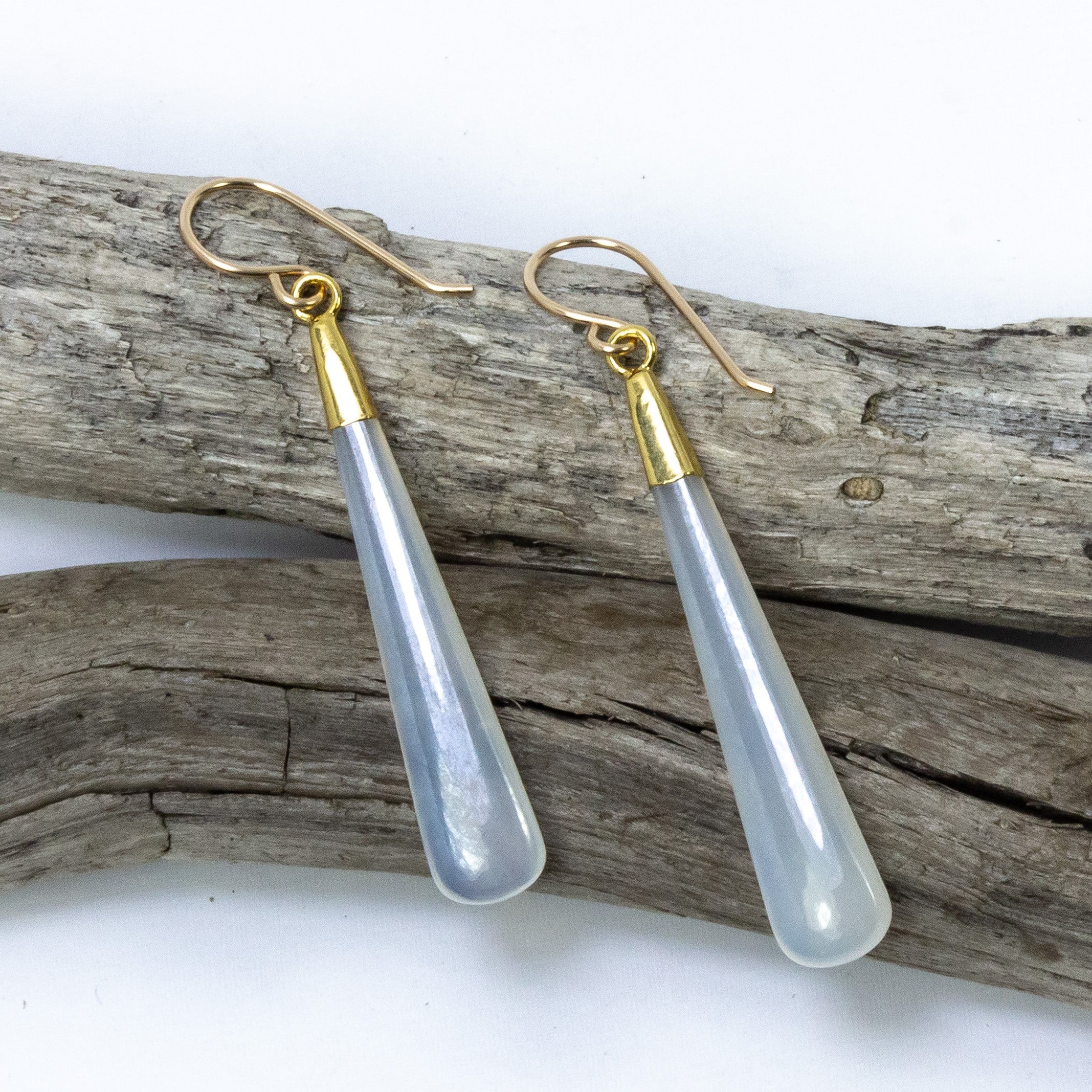 white chalcedony mystic earrings handmade laura j designs