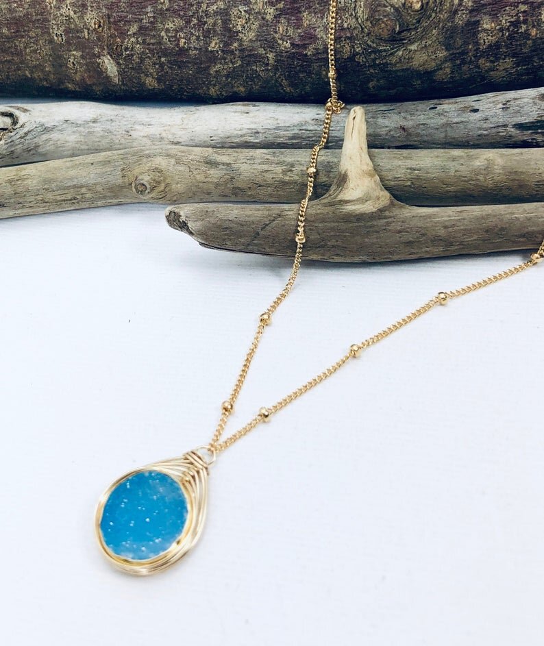 Druzy Drop Necklace
