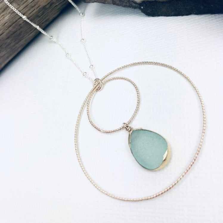 By the Sea Druzy Hoops Necklace