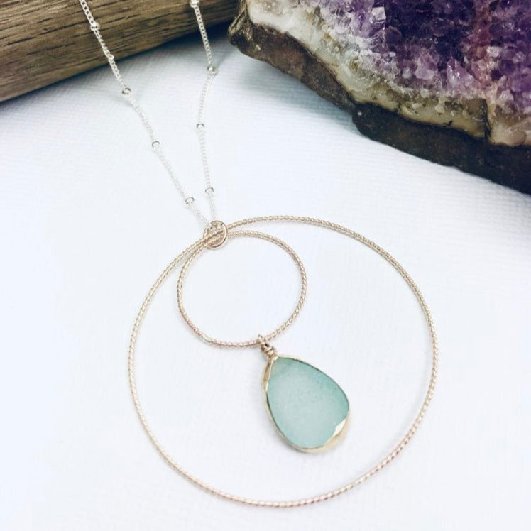 By the Sea Druzy Hoops Necklace