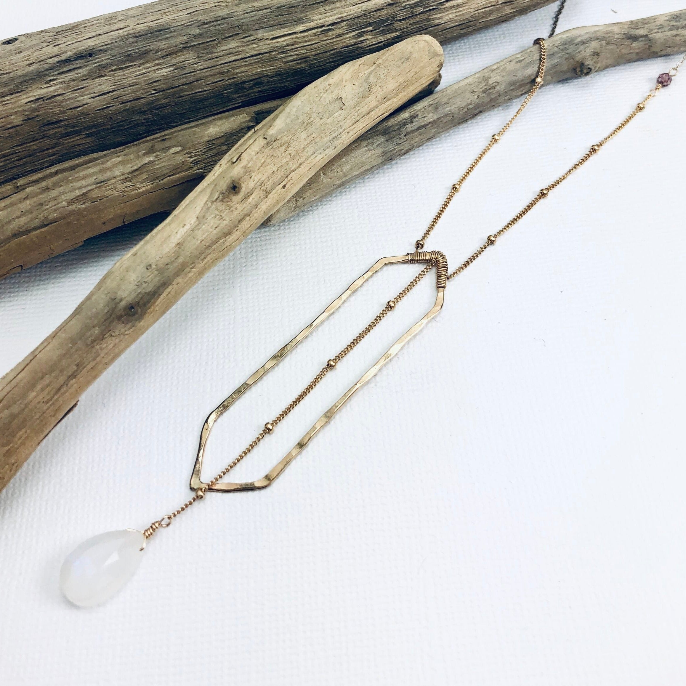 Geometric Moonstone Necklace