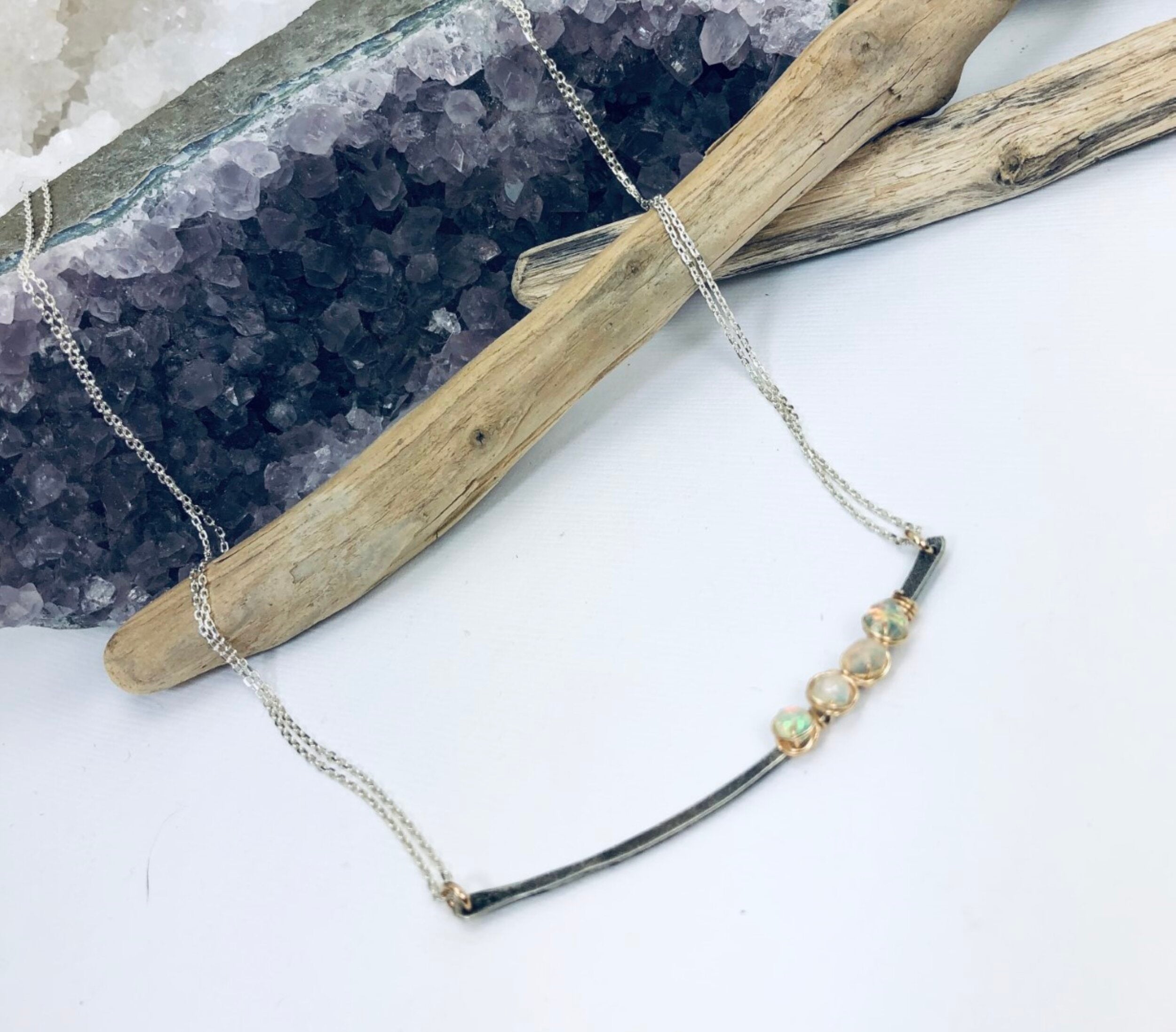 Opal Bar Necklace